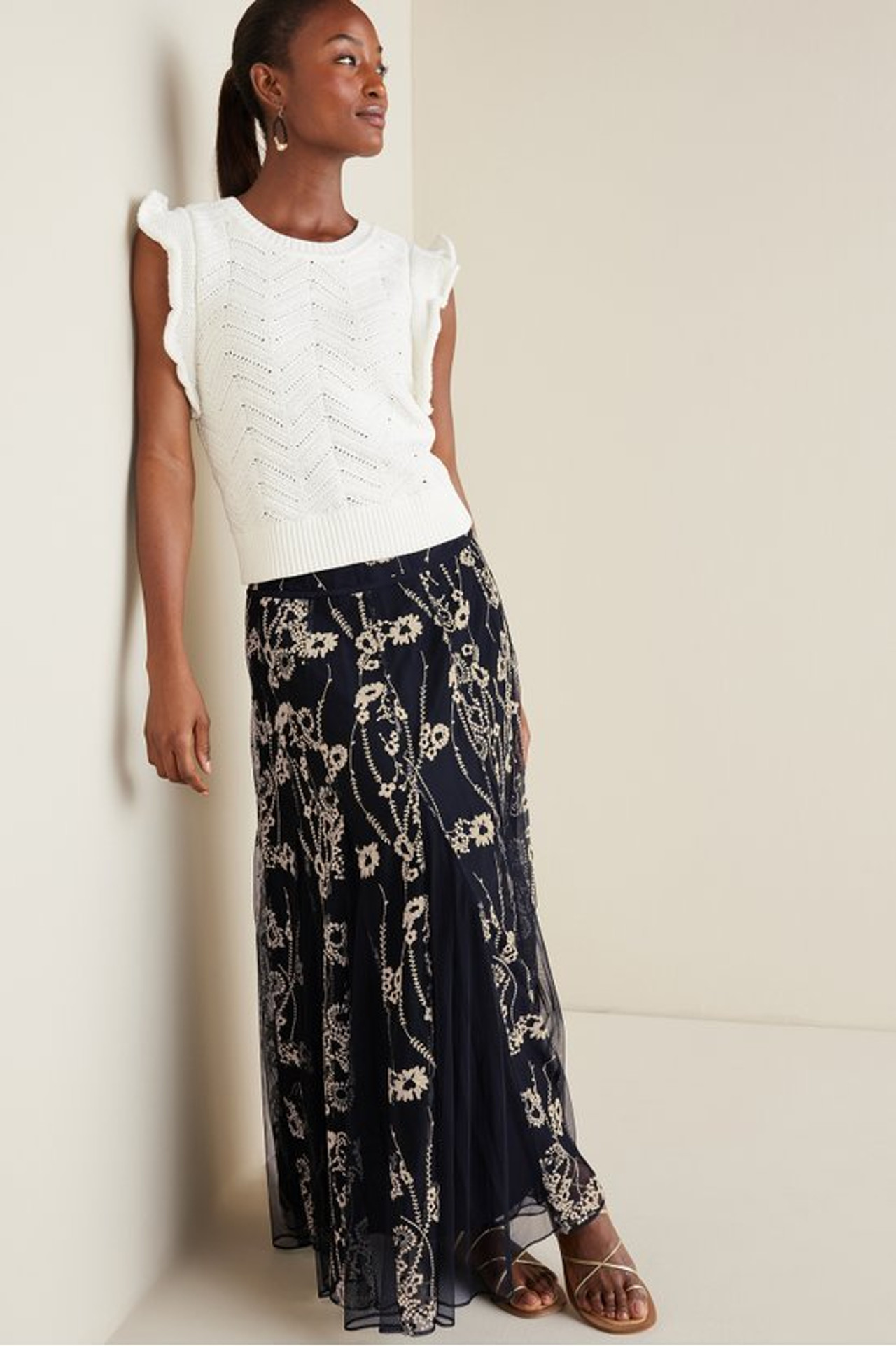 Leatrice Embroidered Maxi Skirt - Soft Surroundings Outlet