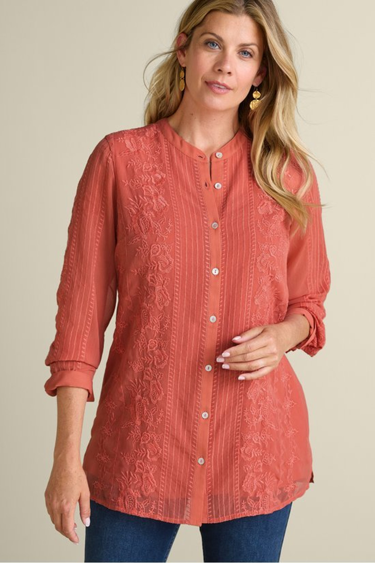 Serafine Embroidered Tunic - Soft Surroundings Outlet
