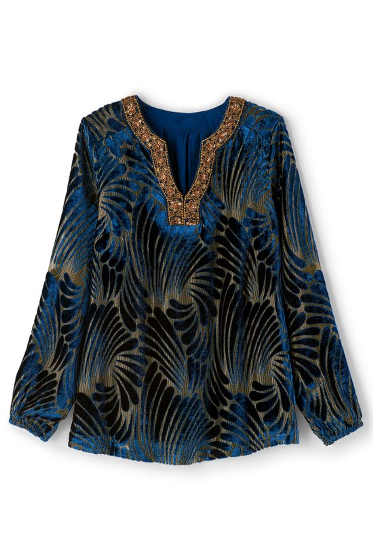 Adrienne Embroidered Velvet Tunic - Soft Surroundings Outlet
