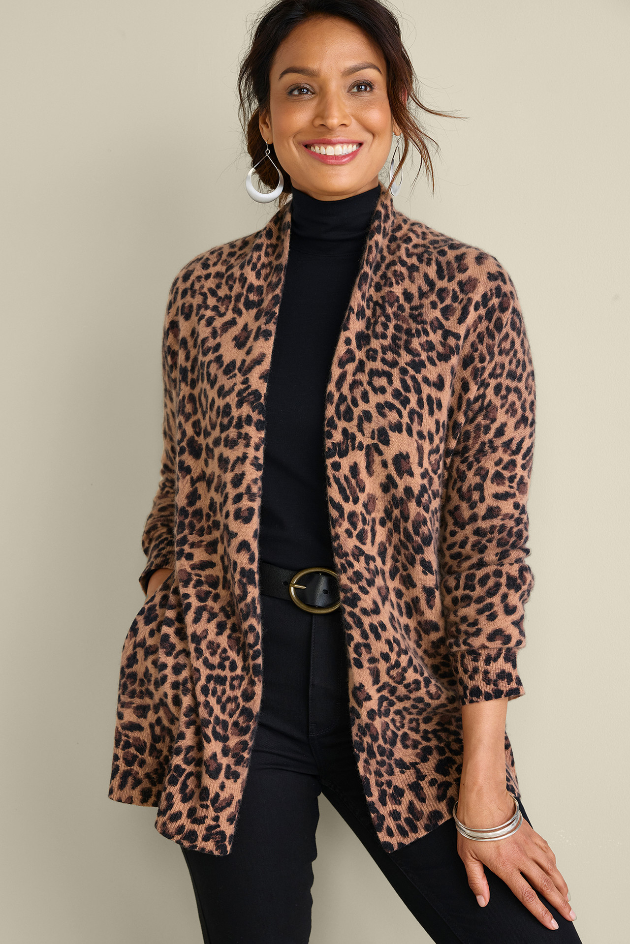 Sibyl Cashmere Printed Cardigan - Soft Surroundings Outlet