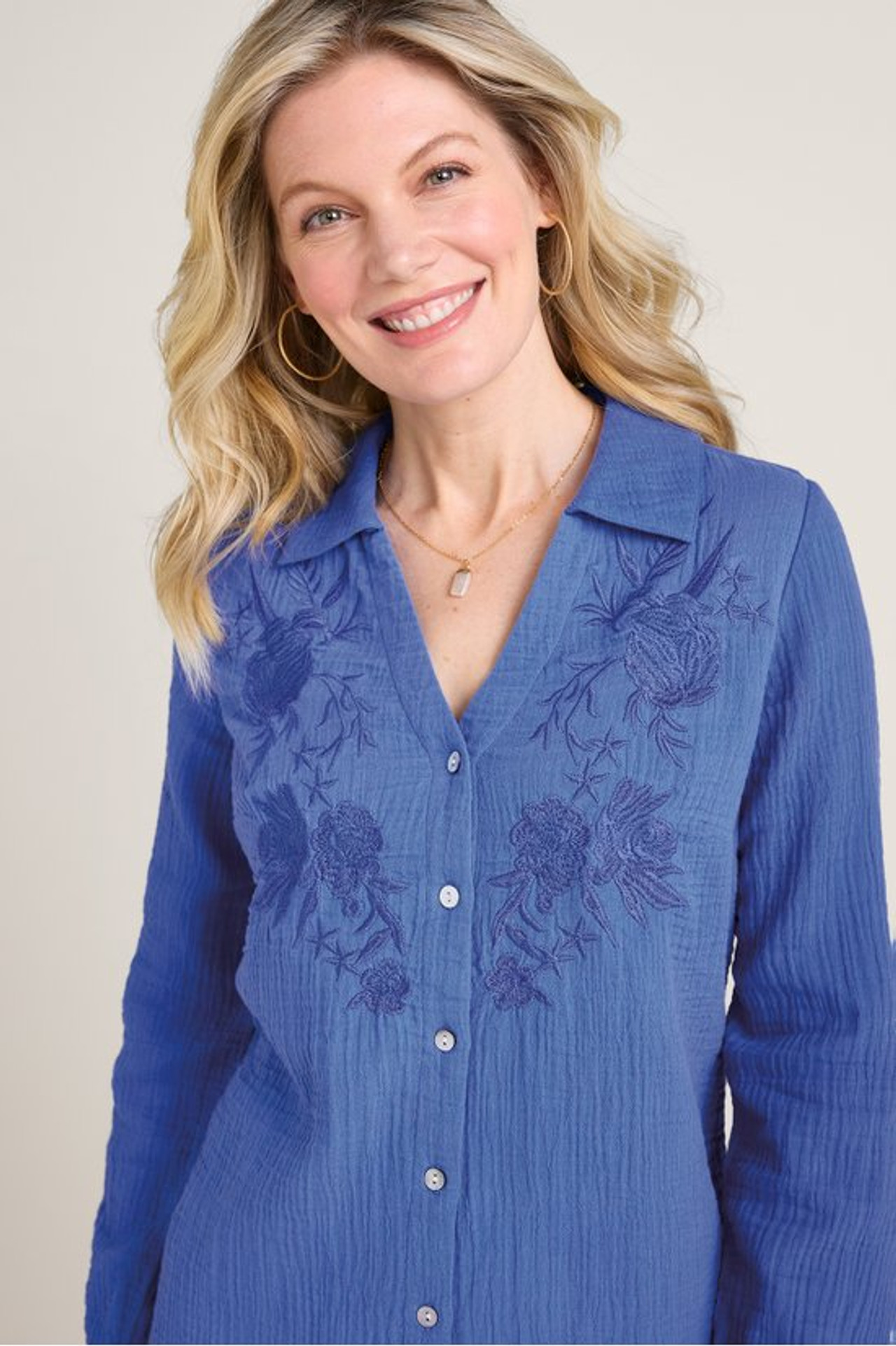 Escambia Gauze Tunic Shirt - Soft Surroundings Outlet