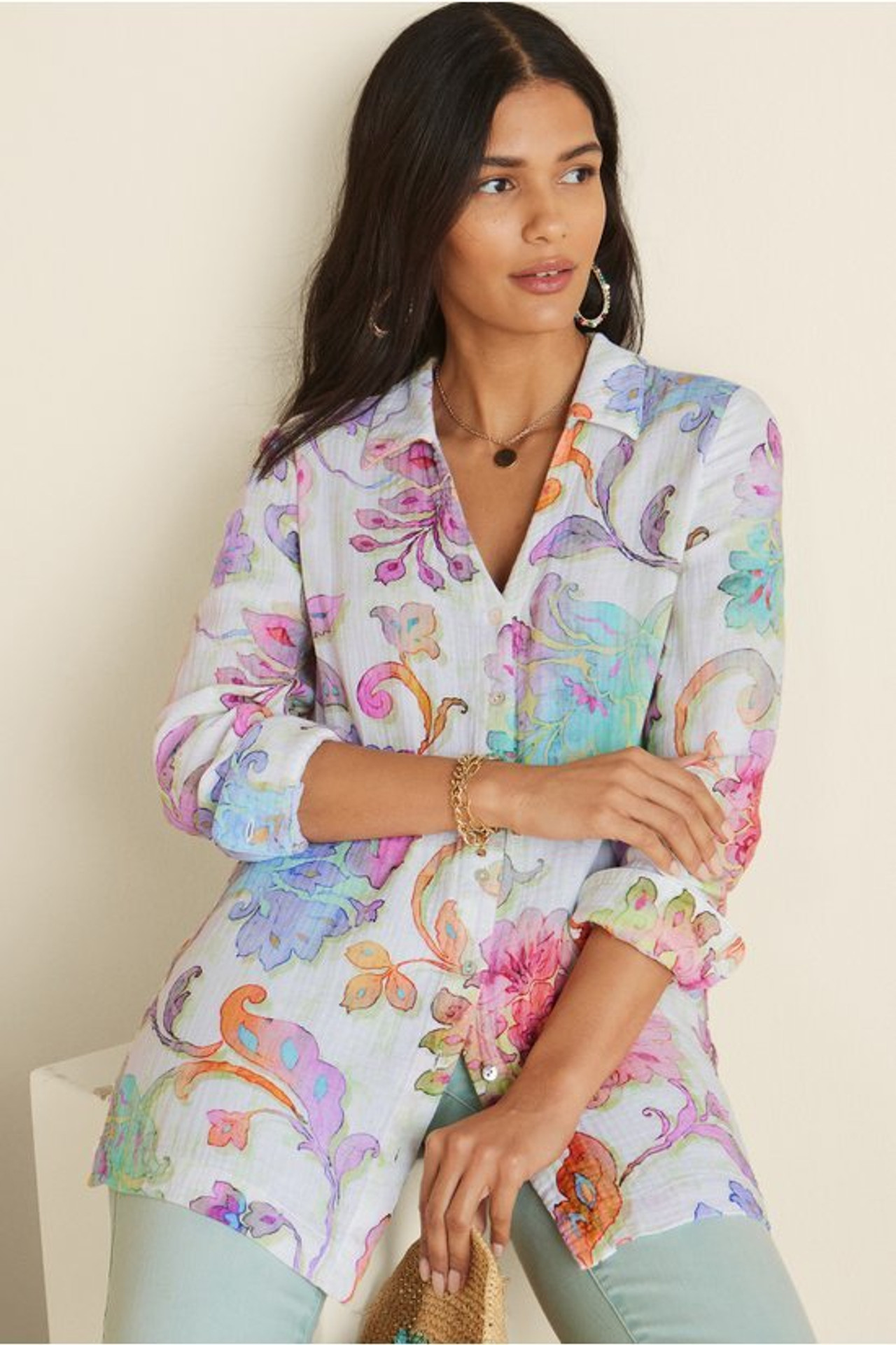 Escambia Gauze Tunic Shirt - Soft Surroundings Outlet