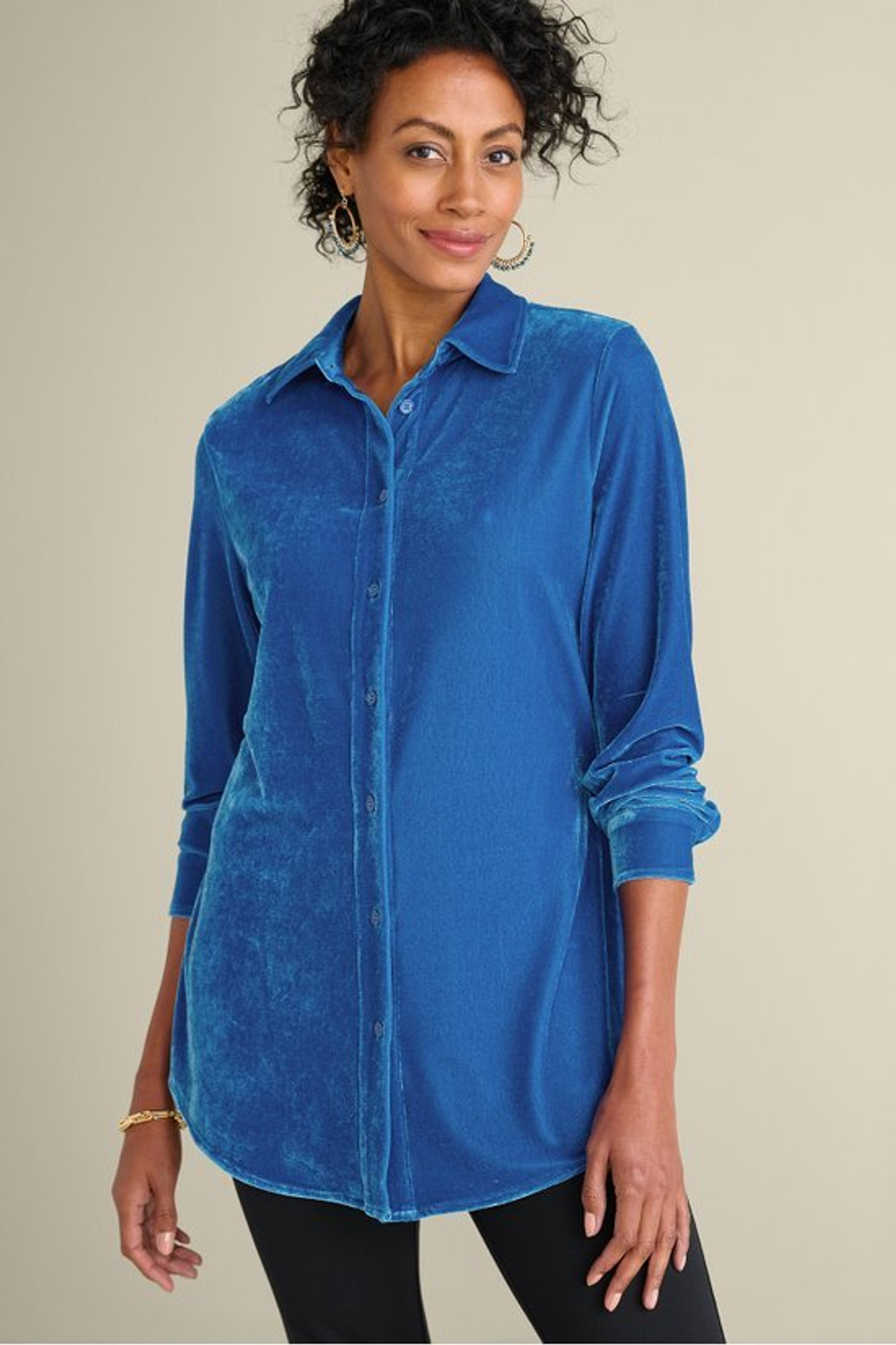 Velvet Boyfriend Tunic Shirt - Soft Surroundings Outlet