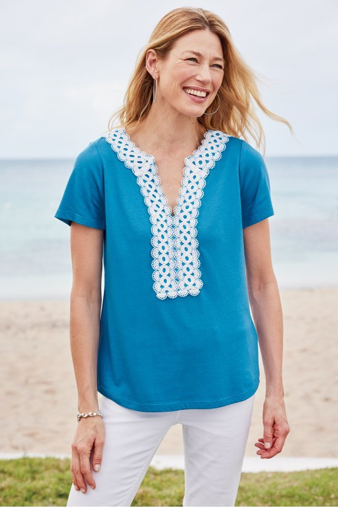 Kaitlyn Embellished Knit Tee - Soft Surroundings Outlet