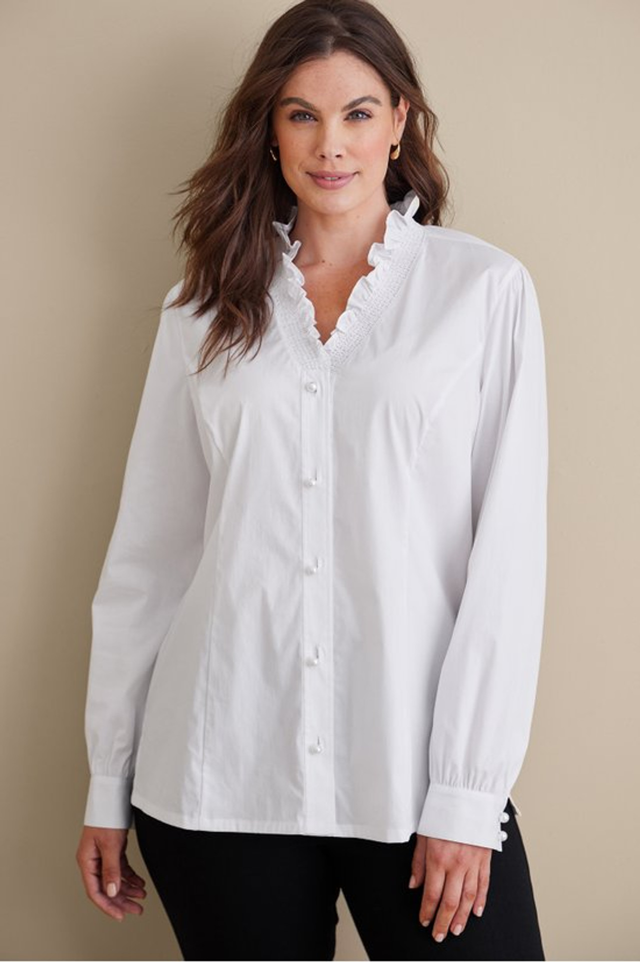 Kata Ruffle Collar Shirt - Soft Surroundings Outlet