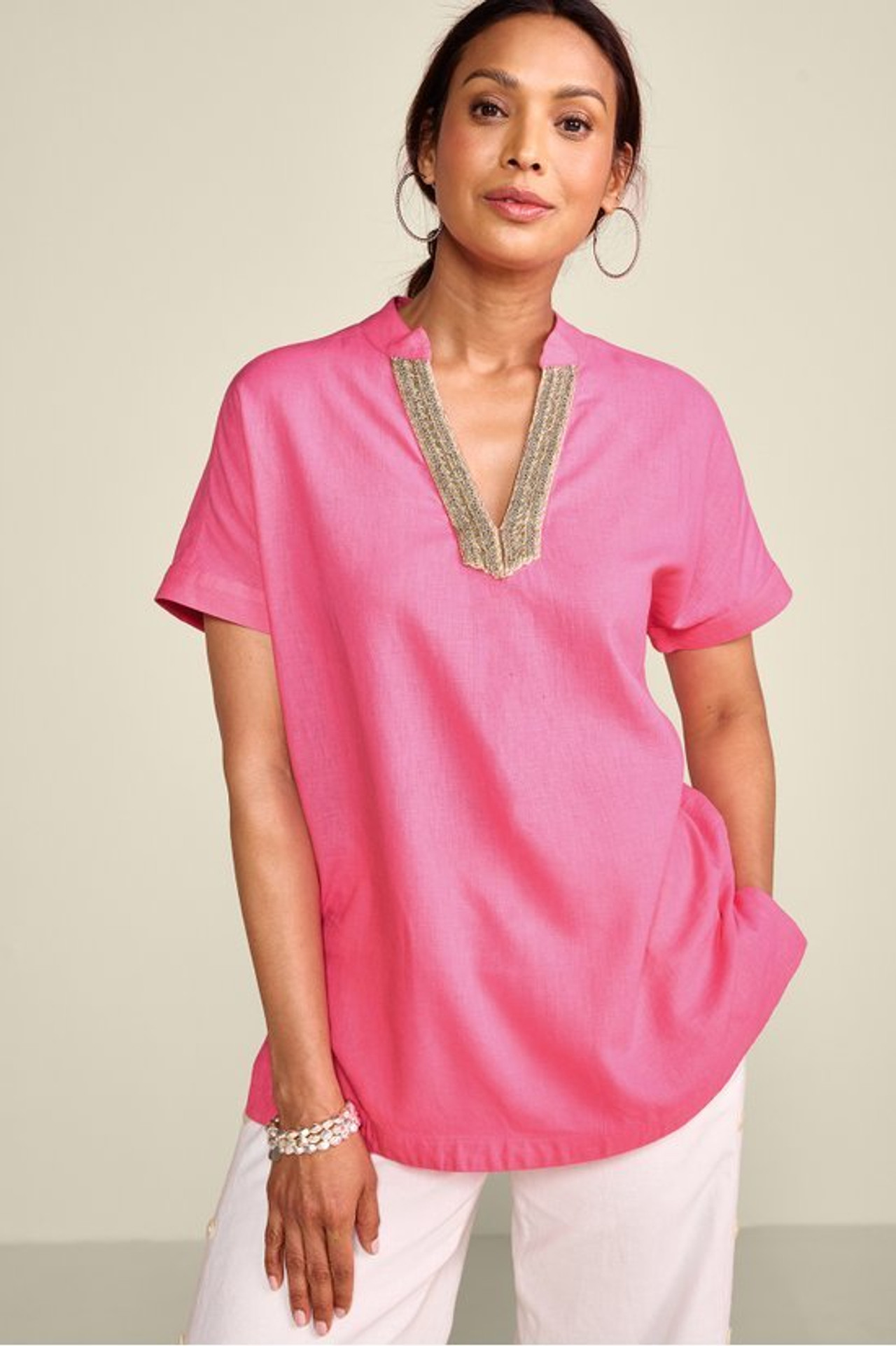 Annalise Linen Blend Tunic - Soft Surroundings Outlet