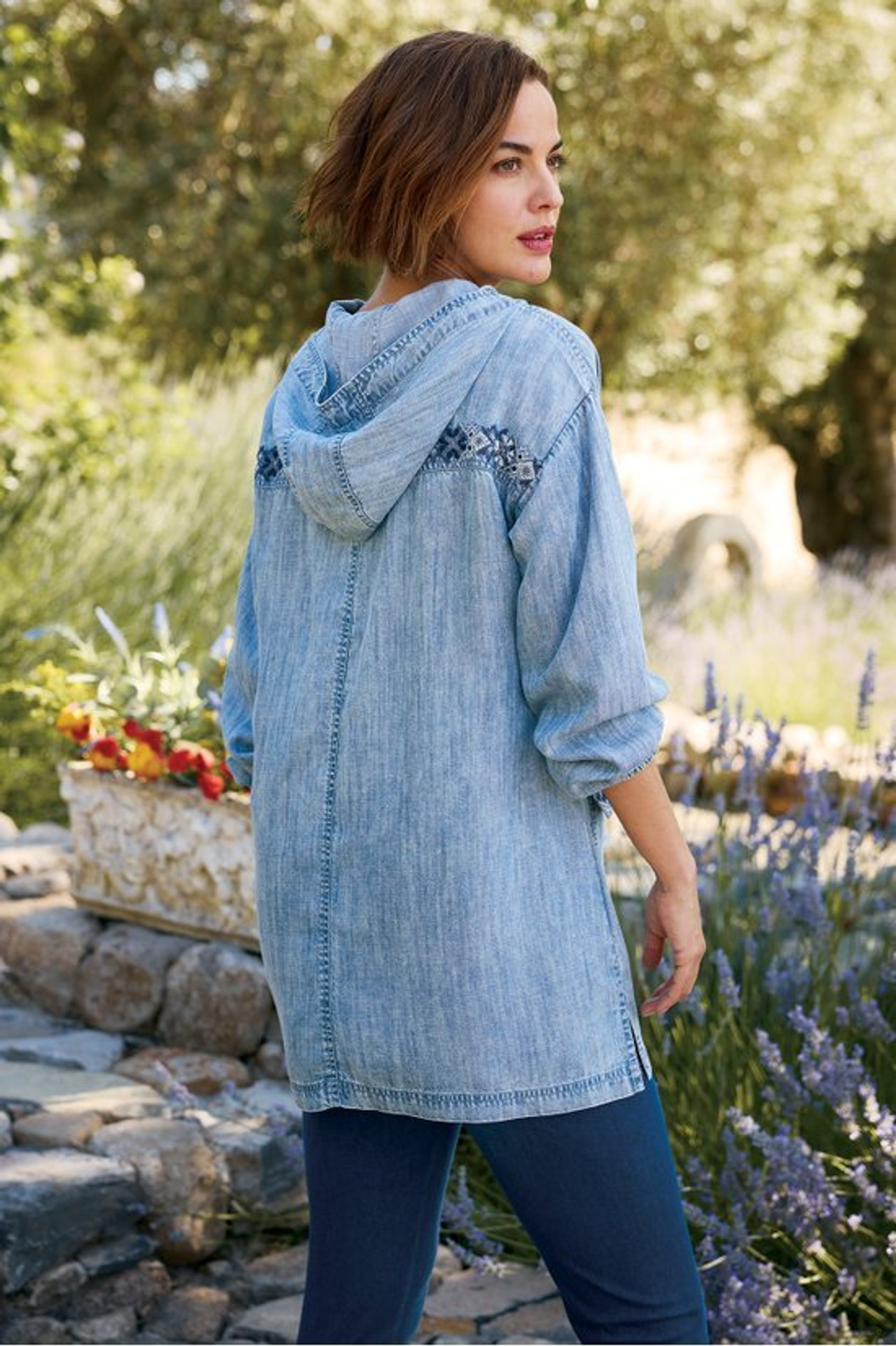 Evie Embroidered TENCEL™ Hoodie - Soft Surroundings Outlet