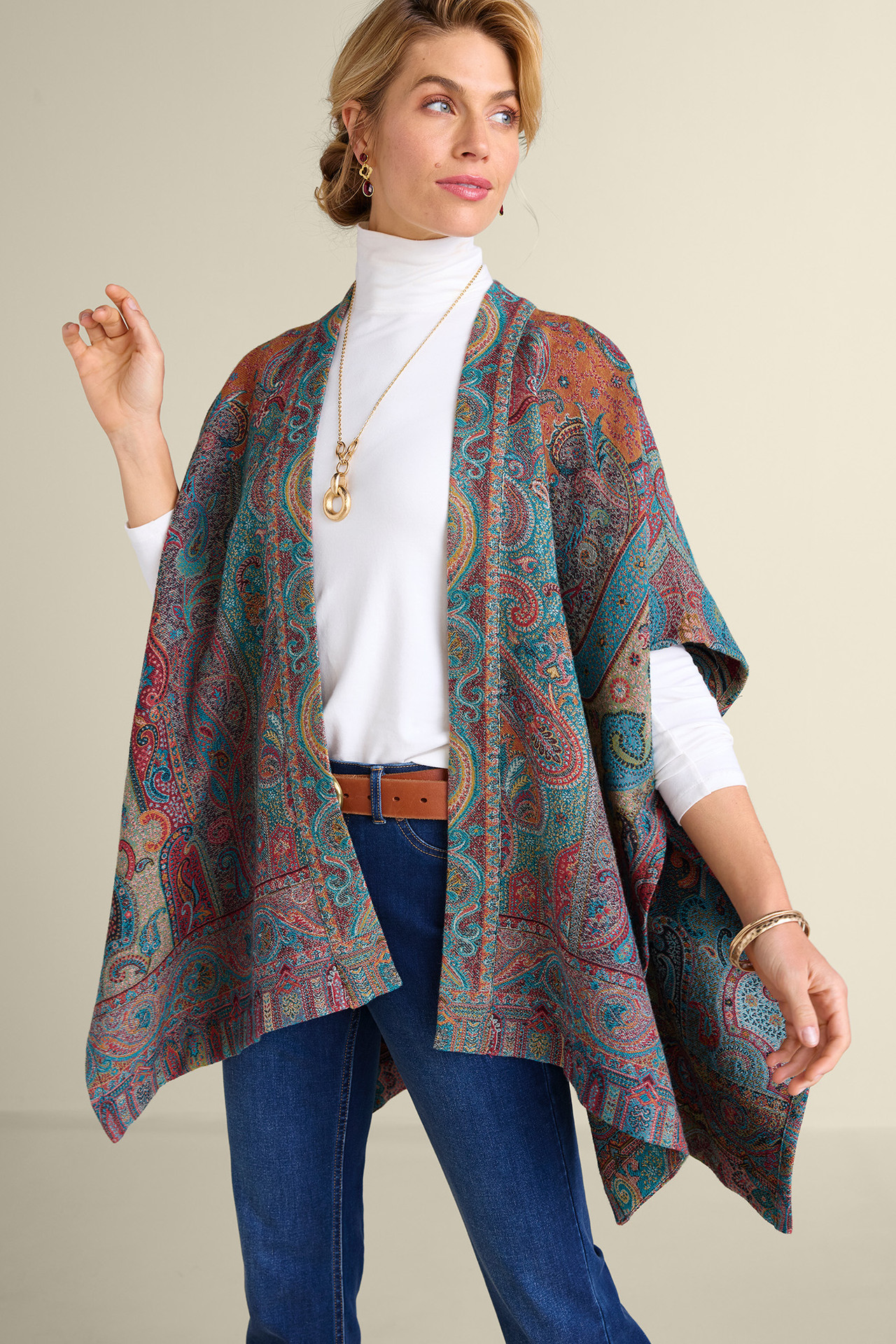Rhea Woven Kimono Wrap - Soft Surroundings Outlet