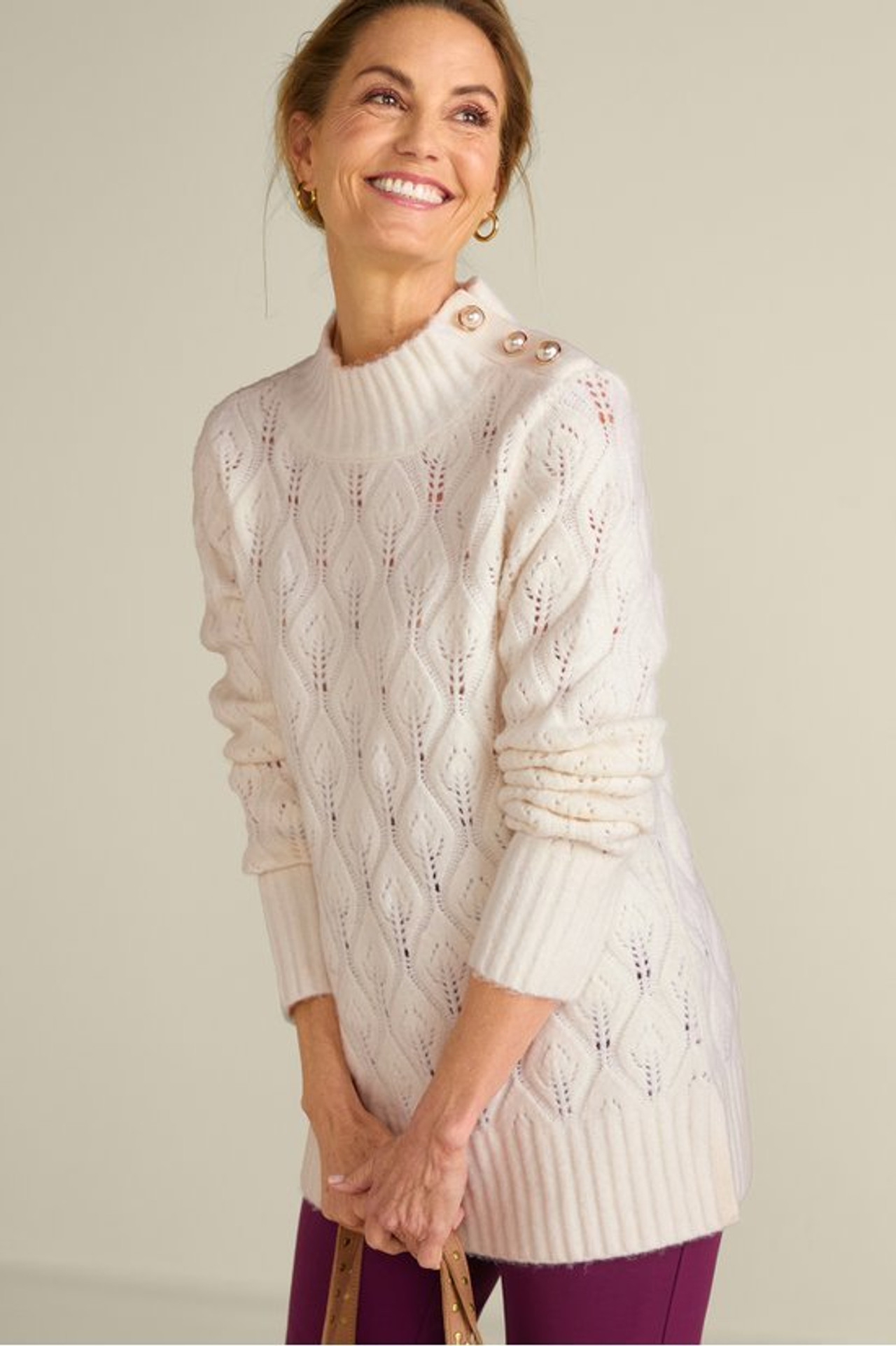 Ensley Button Sweater Tunic - Soft Surroundings Outlet