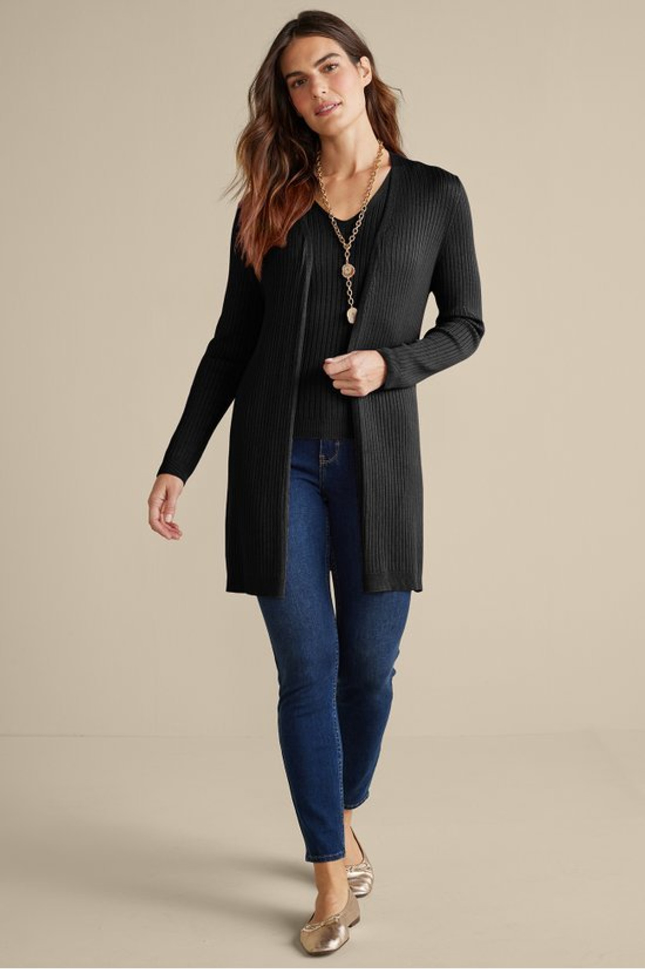 SoftEssential™ Ribbed Long Cardi - Soft Surroundings Outlet