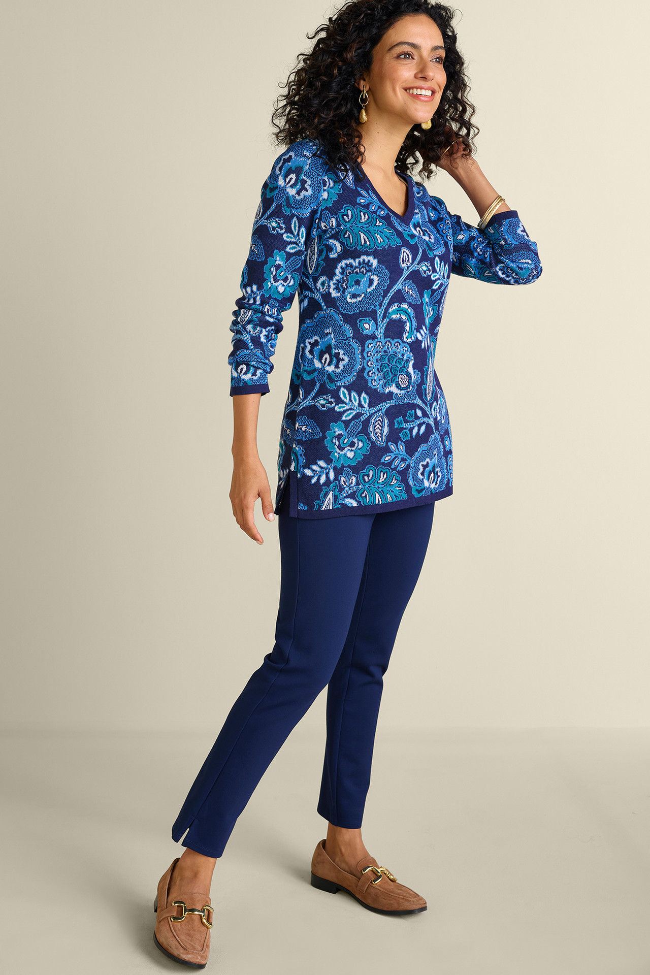 Leonor Jacquard Tunic Sweater - Soft Surroundings Outlet