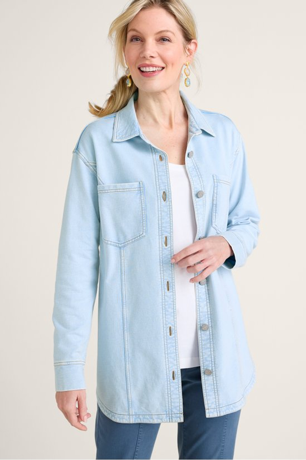 Lorelei French Terry Button Front Tunic - Soft Surroundings Outlet