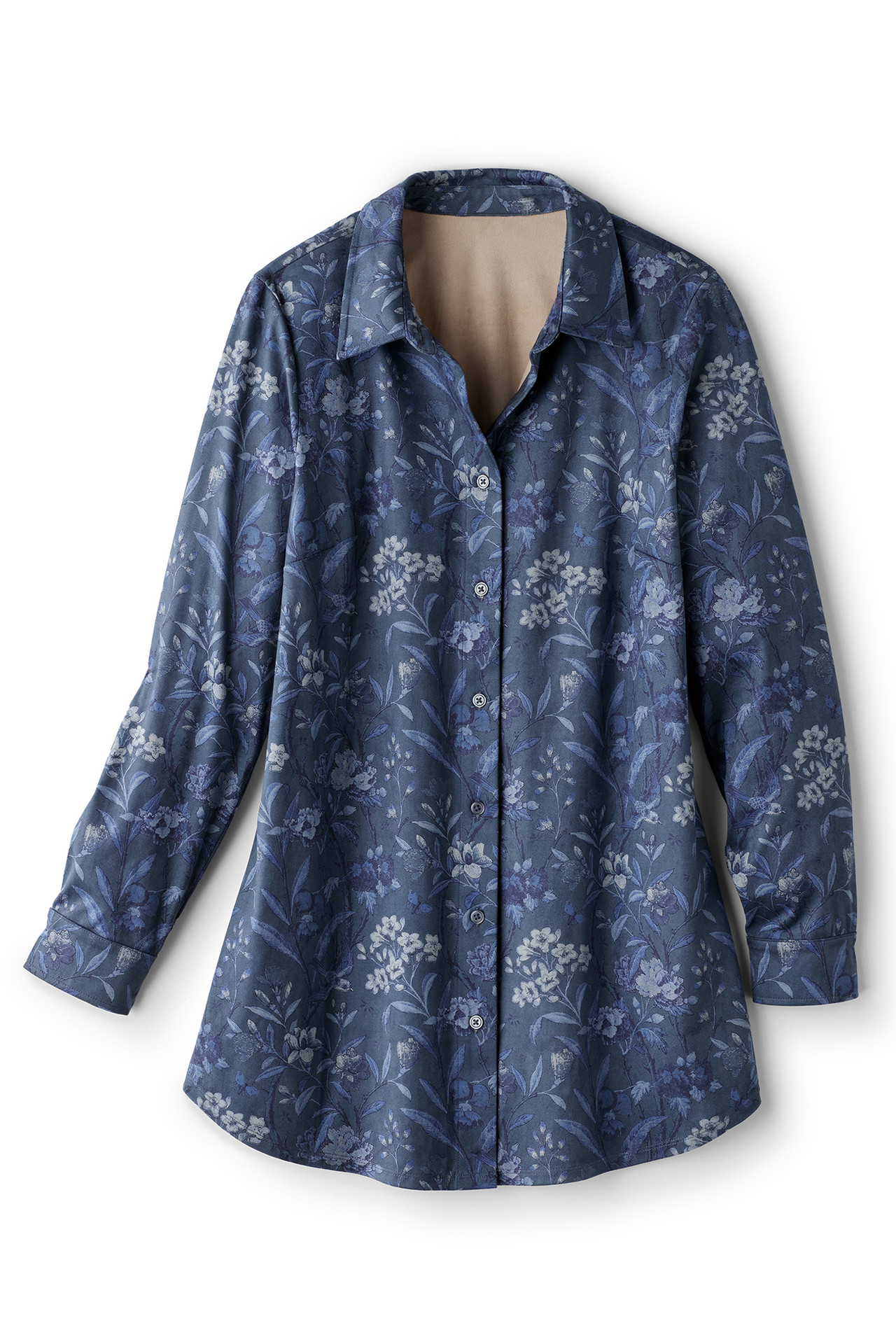 Stretch Faux Suede Boyfriend Tunic Shirt - Soft Surroundings Outlet