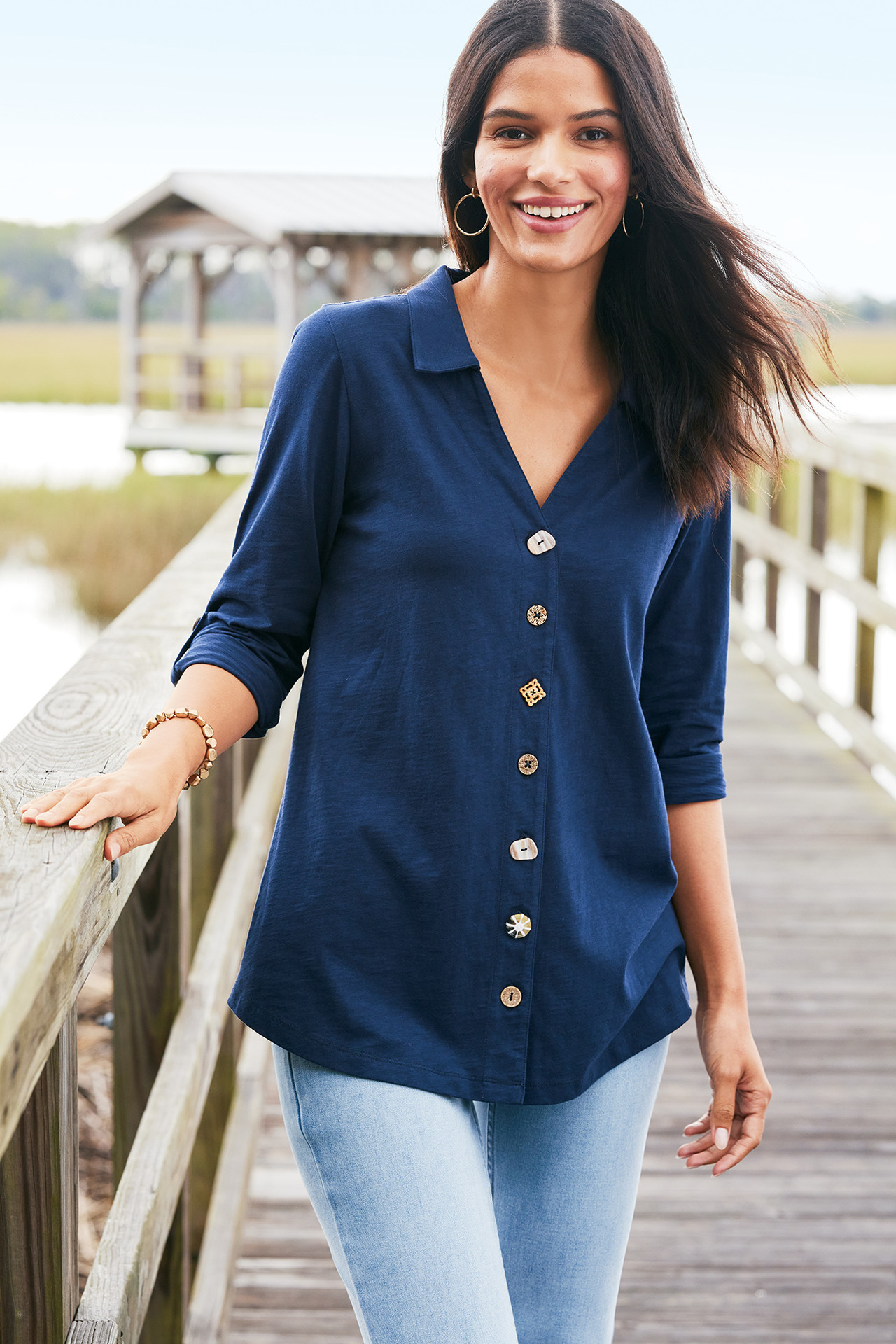 Danielle 3/4 Sleeve Tunic - Soft Surroundings Outlet