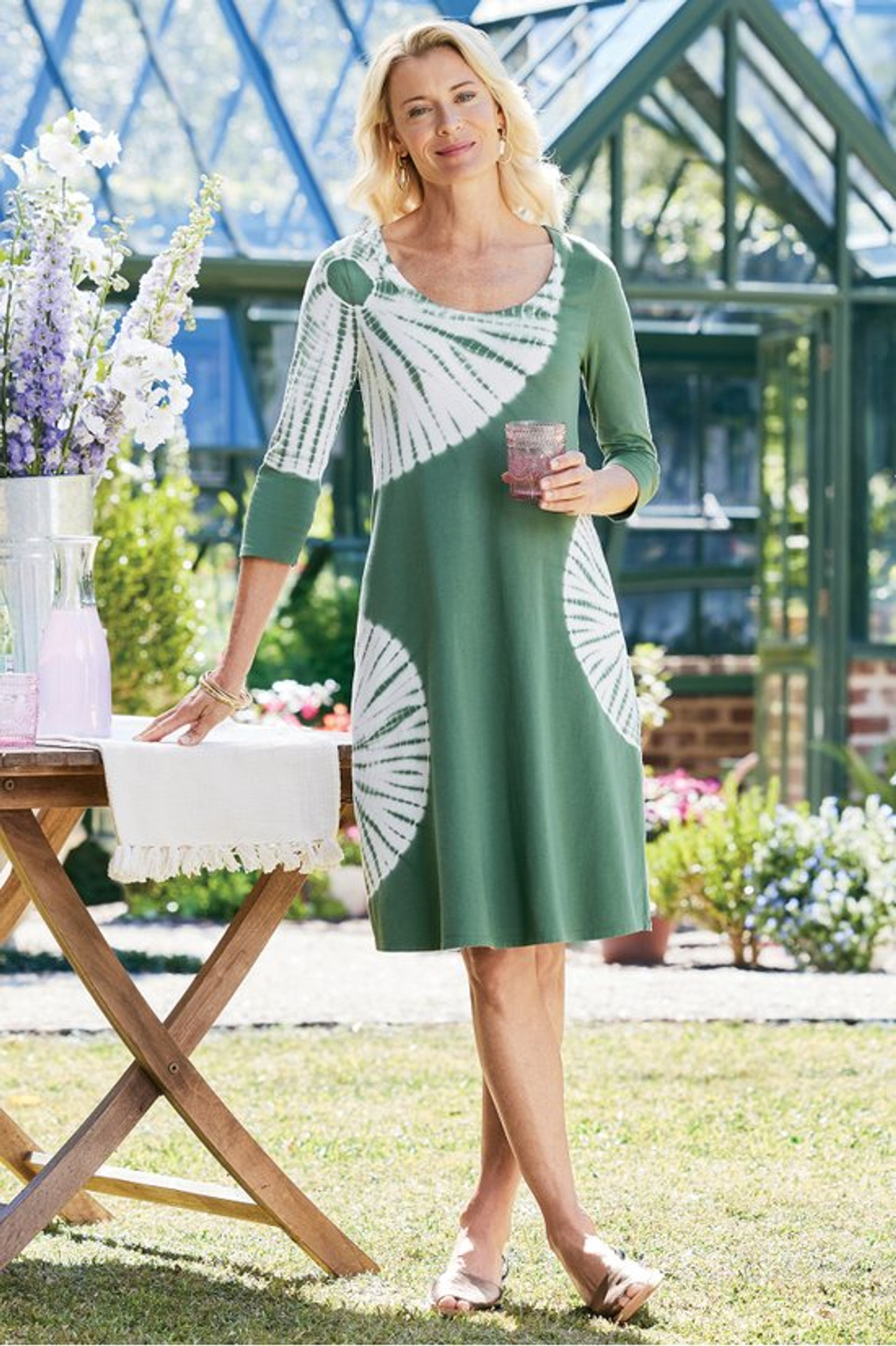 Santiago ¾ Sleeve Short Dress - Soft Surroundings Outlet