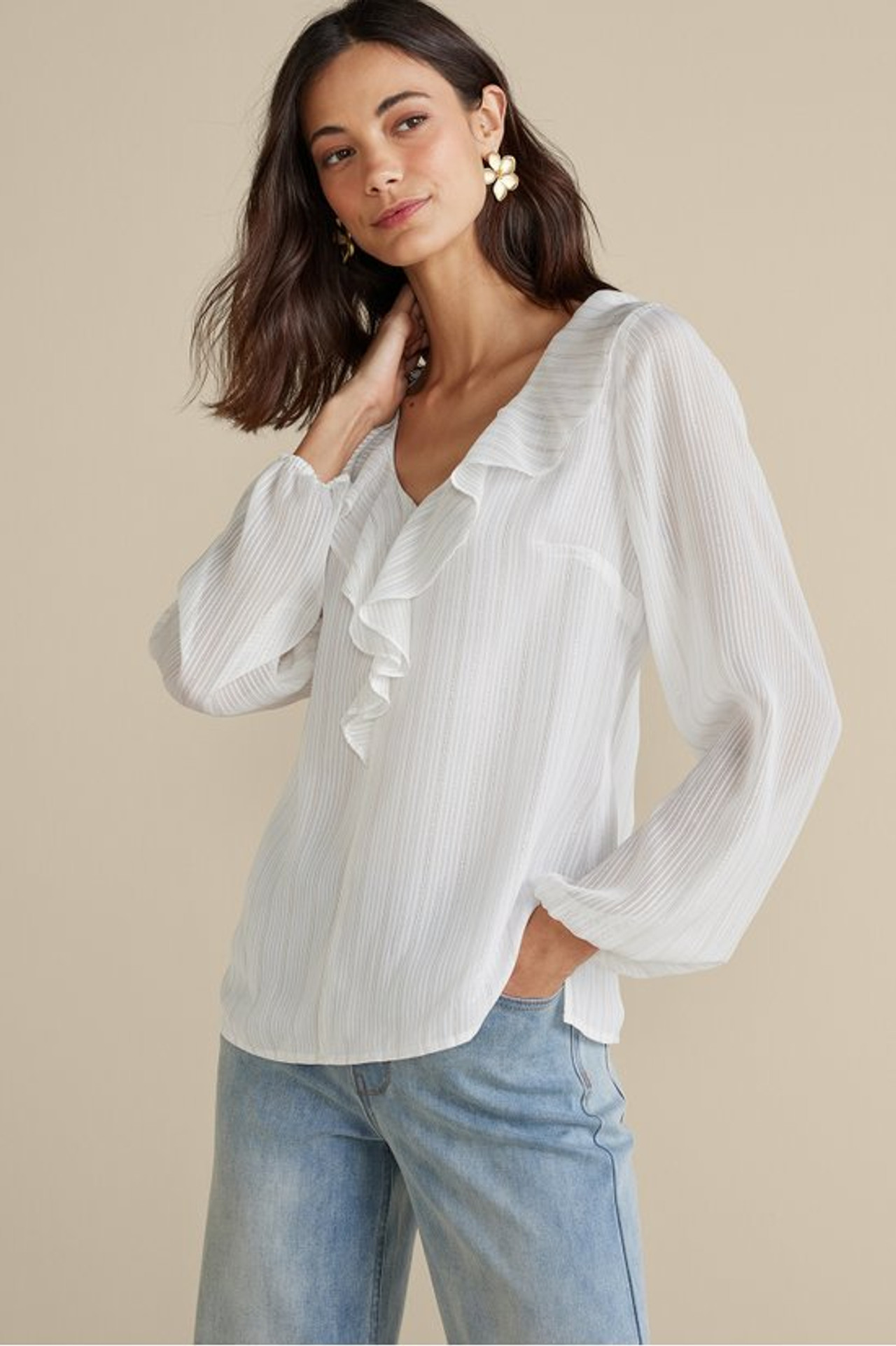Xenia Ruffle Top - Soft Surroundings Outlet