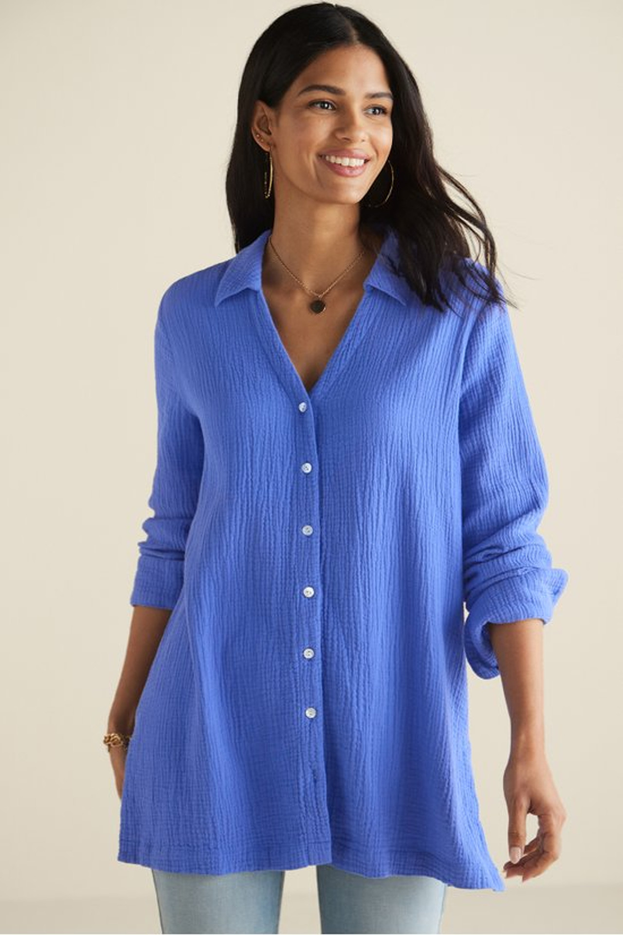 Escambia Gauze Tunic Shirt - Soft Surroundings Outlet