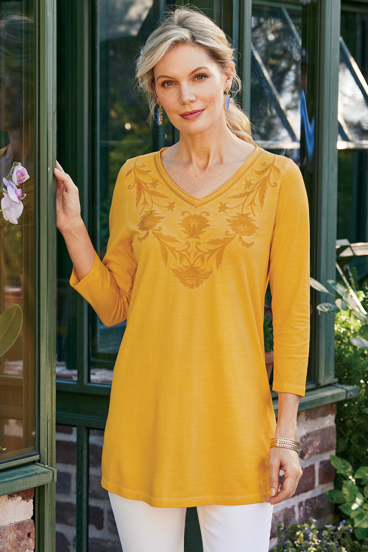 Orelia Embroidered Knit Tunic - Soft Surroundings Outlet