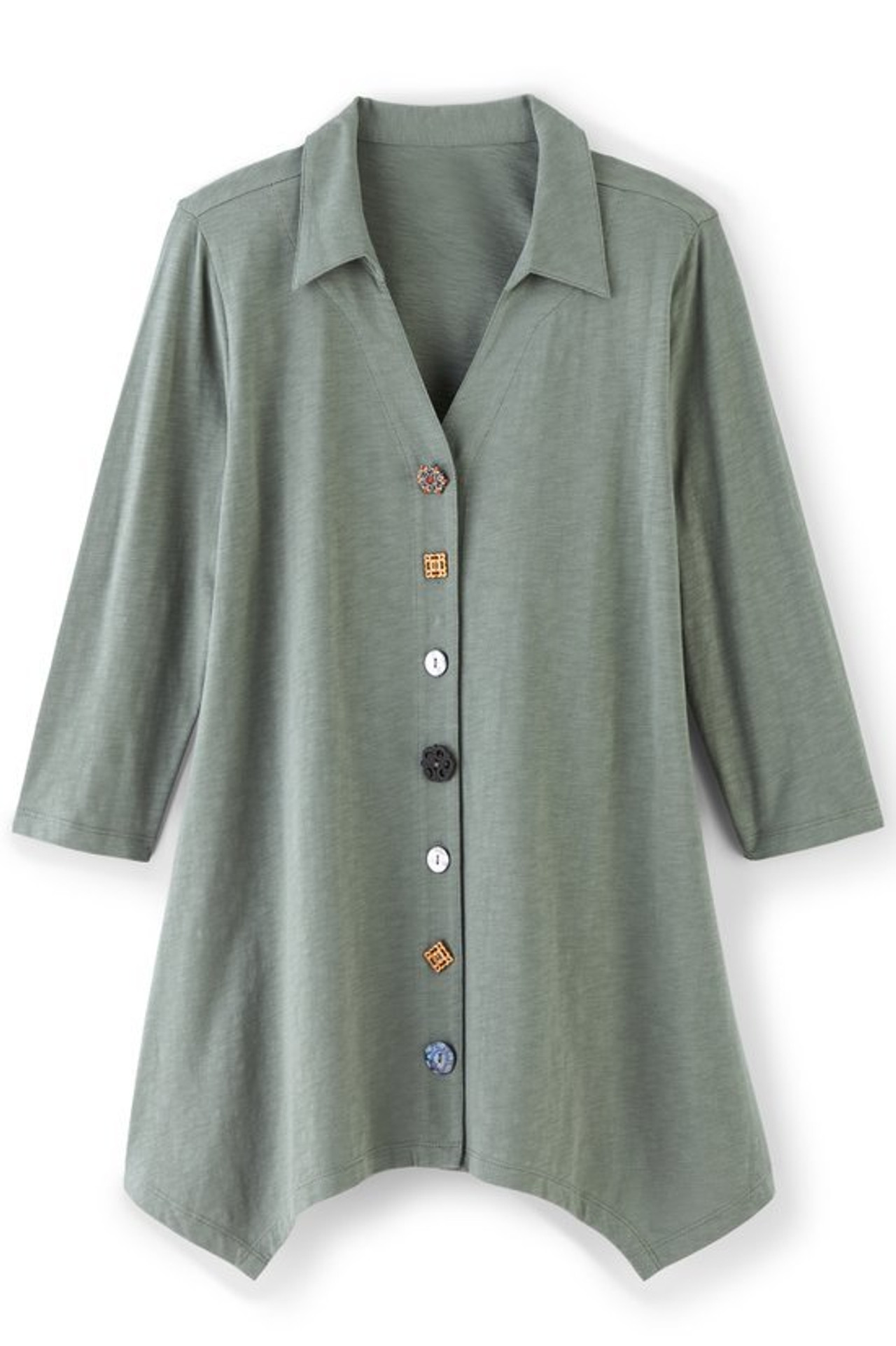 Danielle Button 3/4 Sleeve Tunic - Soft Surroundings Outlet