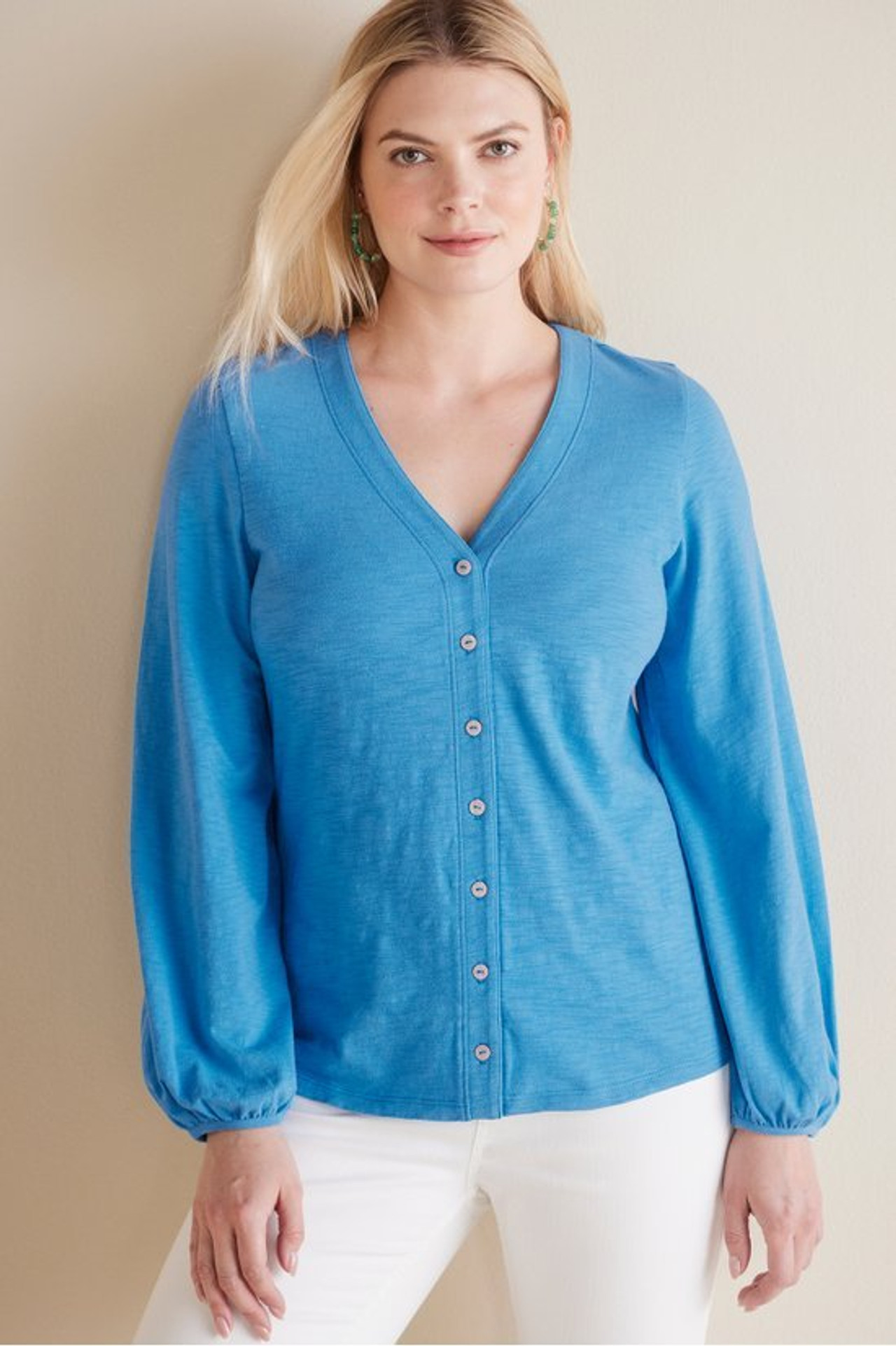 Lorna Button Front Top - Soft Surroundings Outlet
