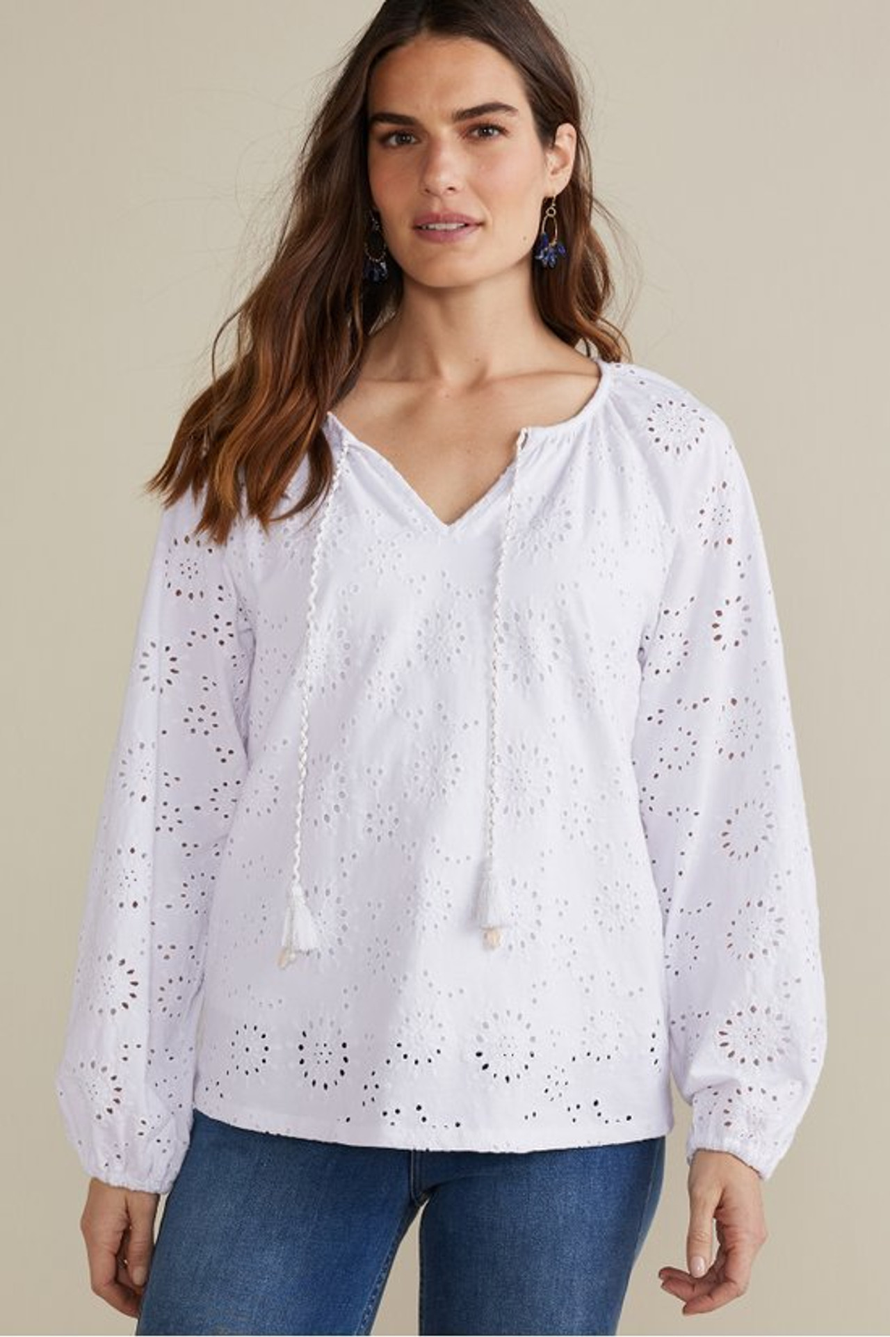 Rhiannon Eyelet Peasant Top - Soft Surroundings Outlet