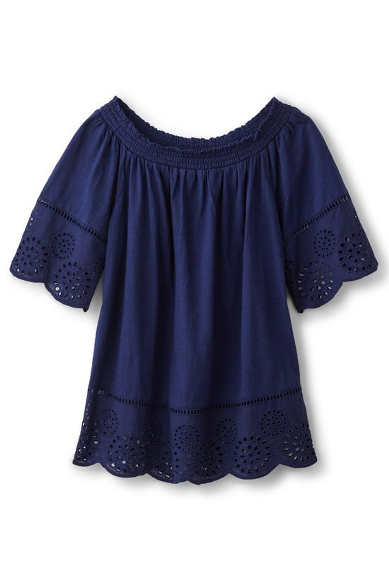 Rahma Eyelet Trimmed Tee - Soft Surroundings Outlet