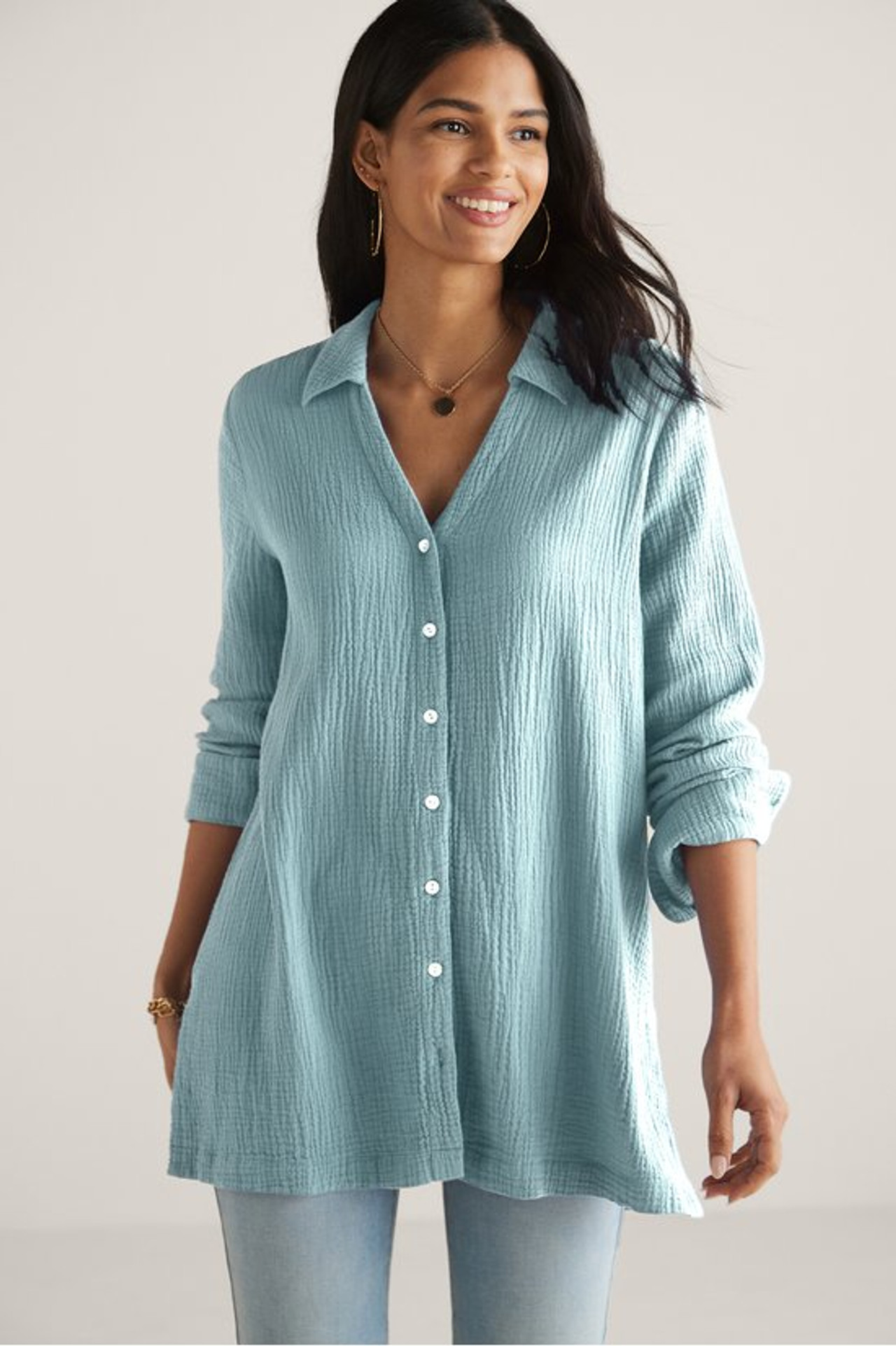 Escambia Gauze Tunic Shirt - Soft Surroundings Outlet