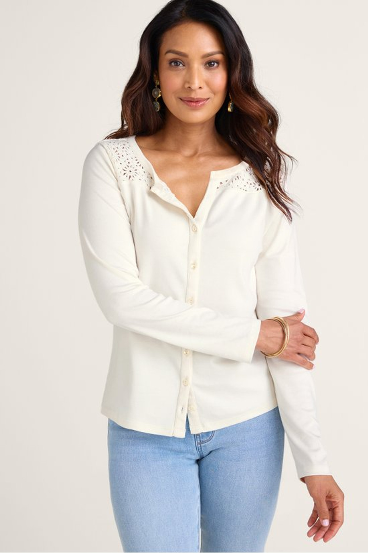 Rhae Lace Button Top - Soft Surroundings Outlet