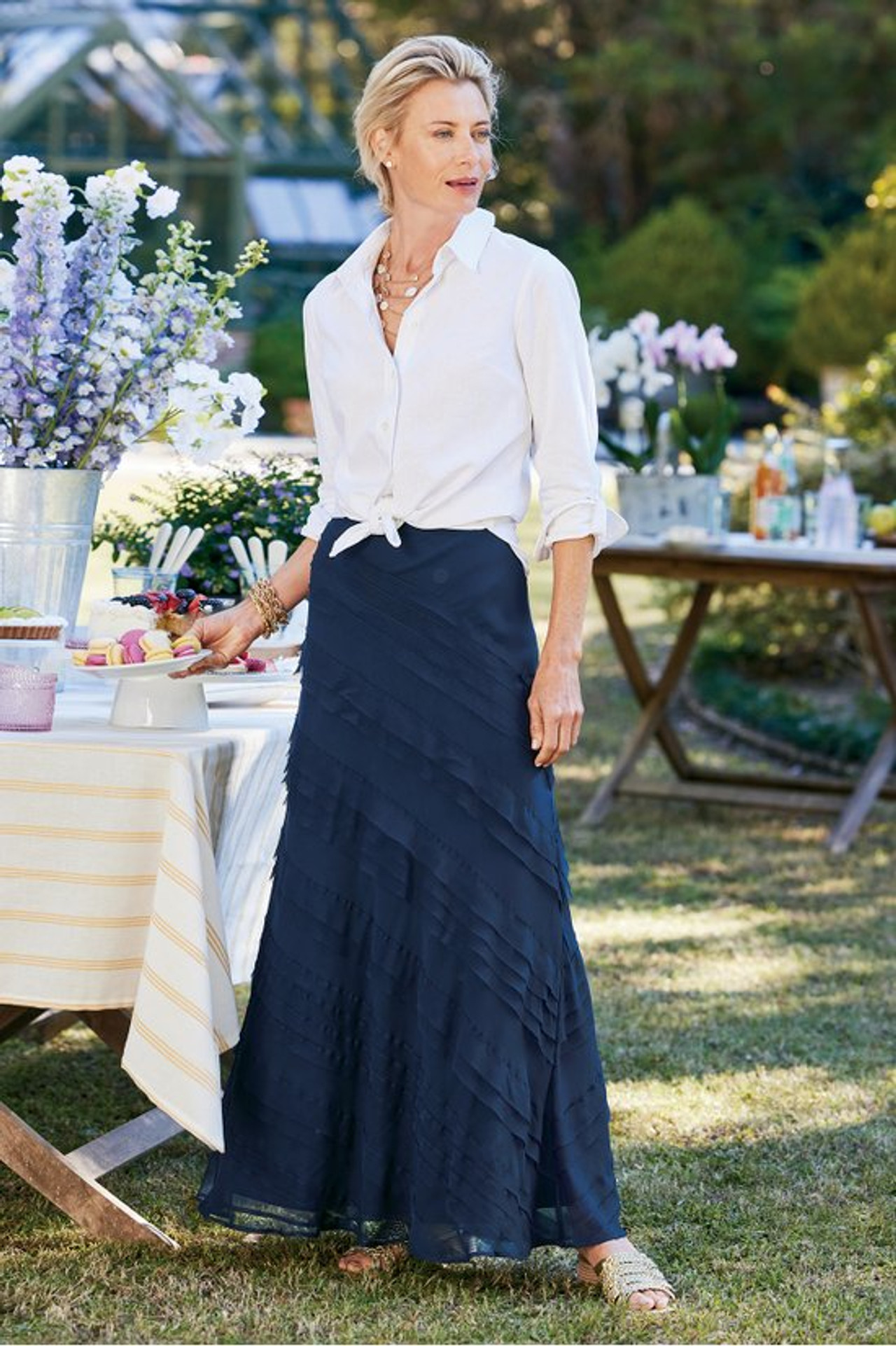 Silk Tiered Skirt - Soft Surroundings Outlet
