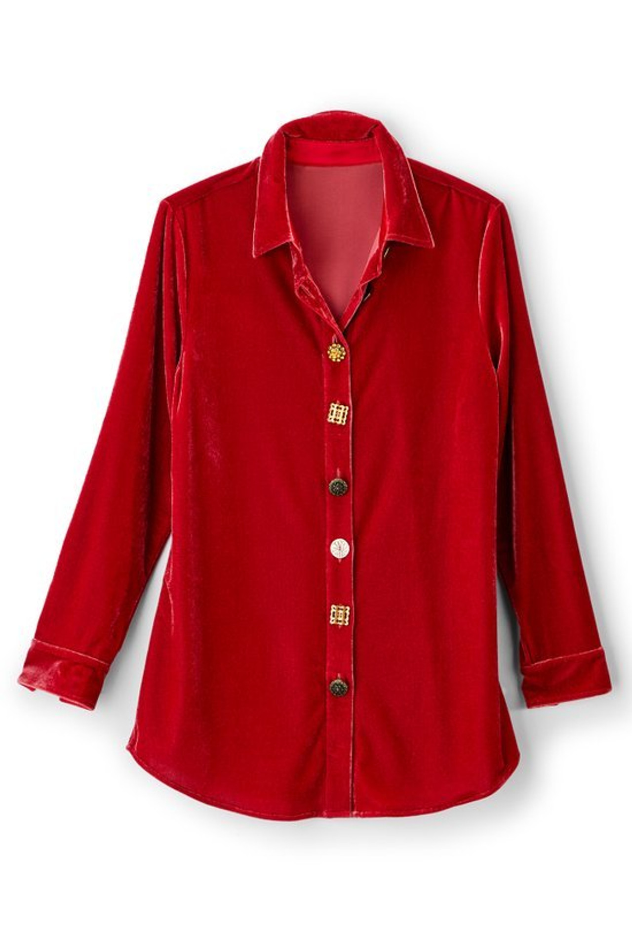 Filigree Velvet Boyfriend Shirt - Soft Surroundings Outlet