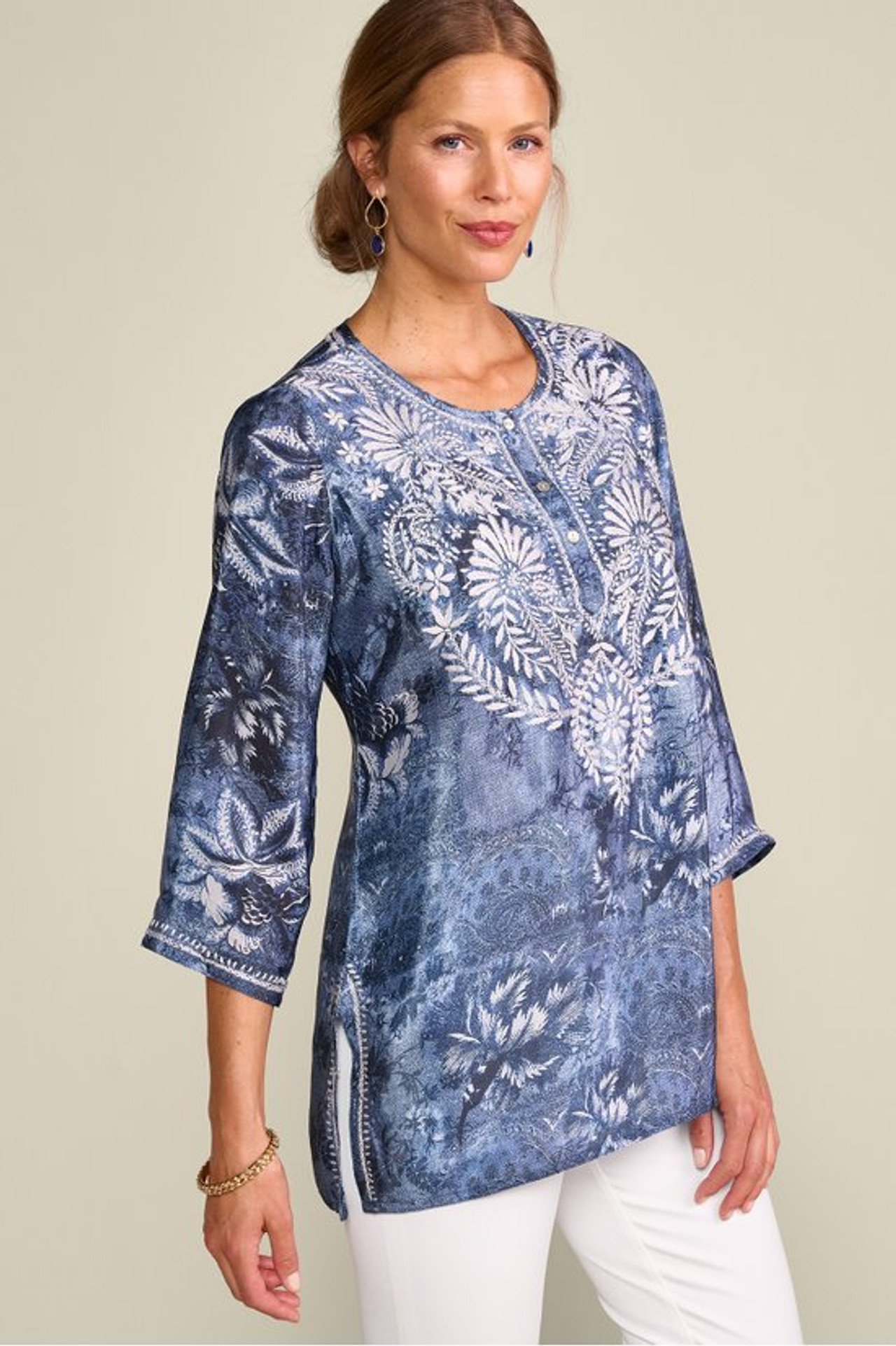 Silvia Embroidered Tunic - Soft Surroundings Outlet