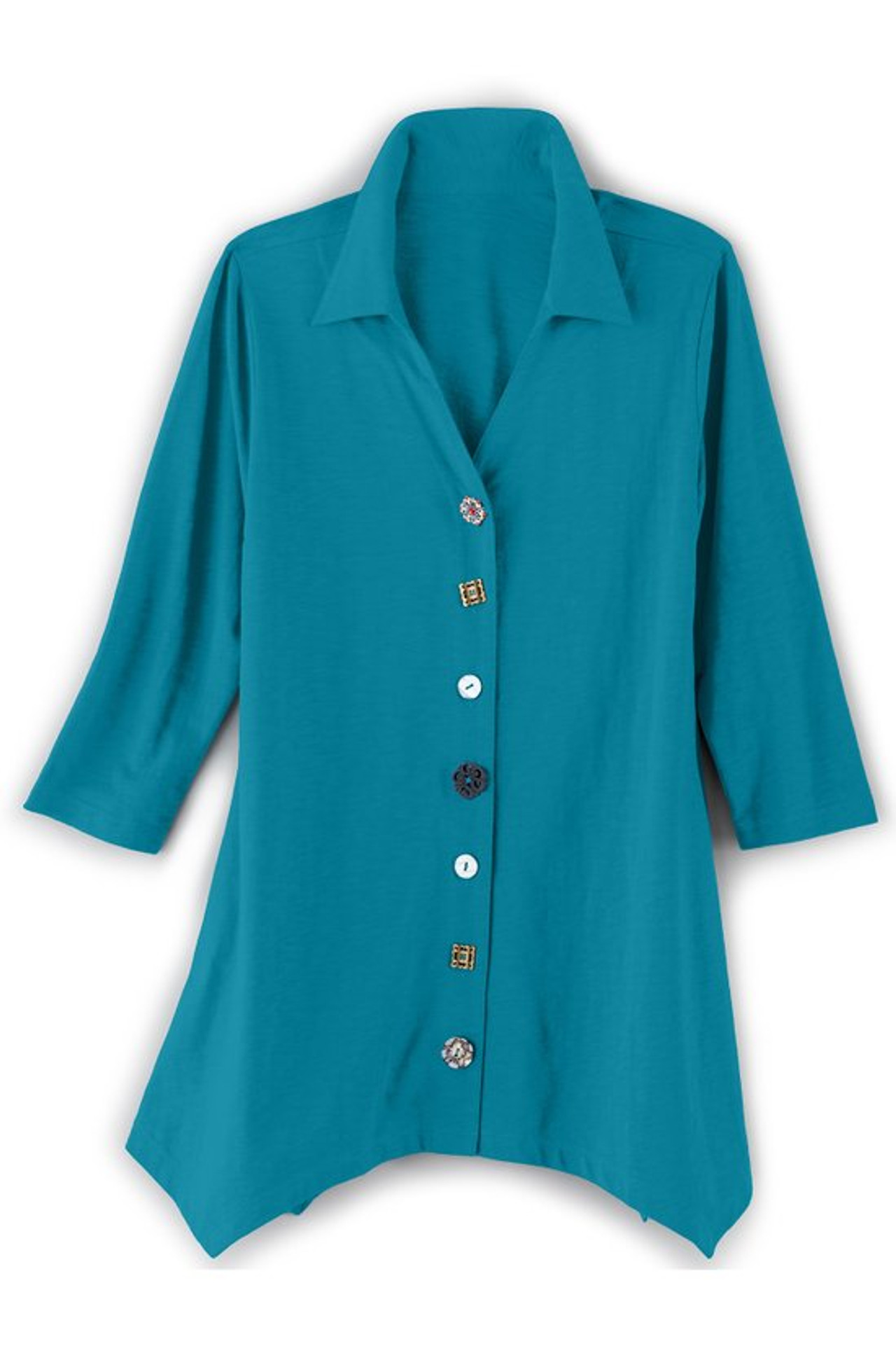 Danielle Button 3/4 Sleeve Tunic - Soft Surroundings Outlet