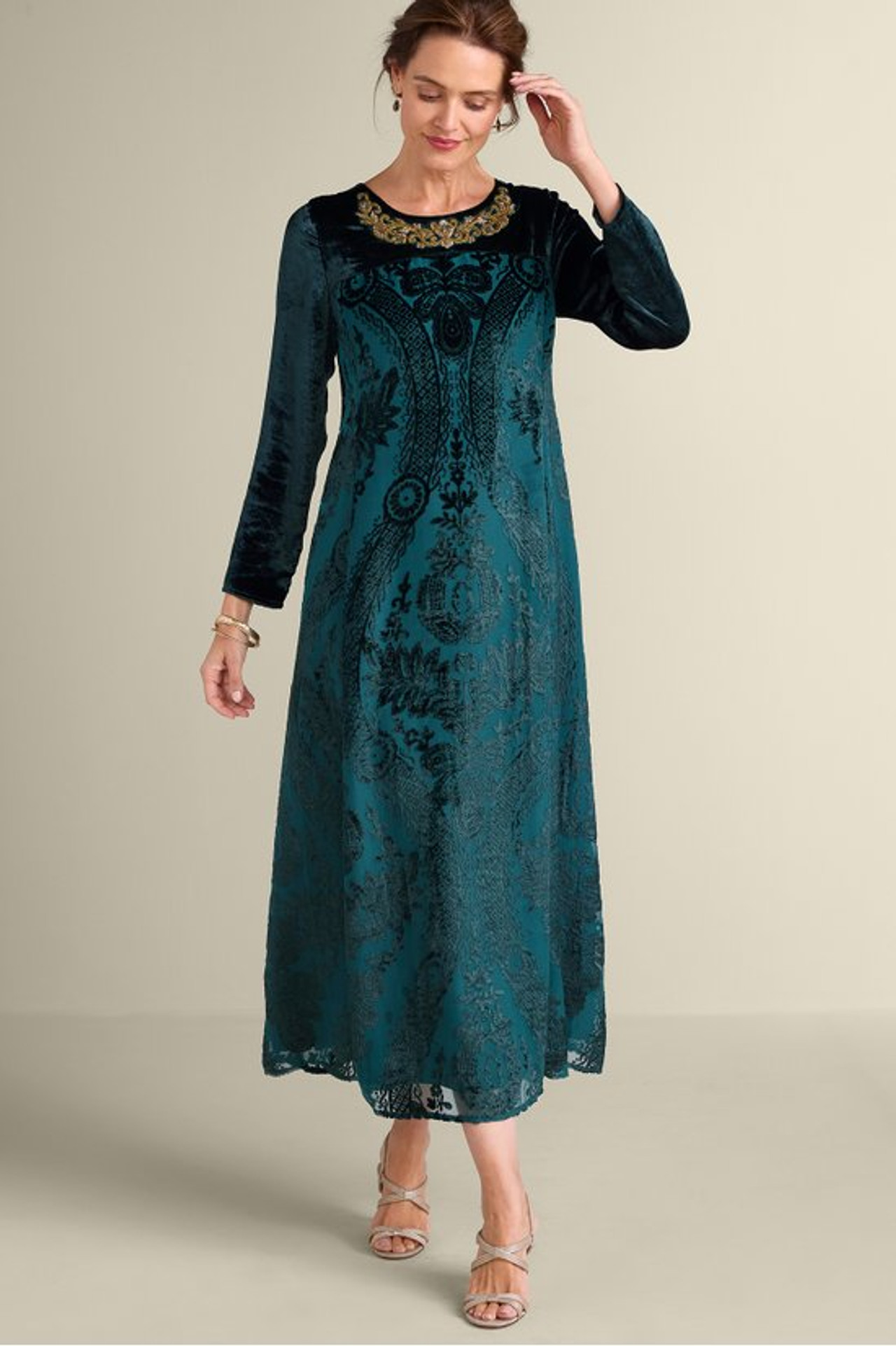 Emaline Velvet Burnout Maxi Dress - Soft Surroundings Outlet