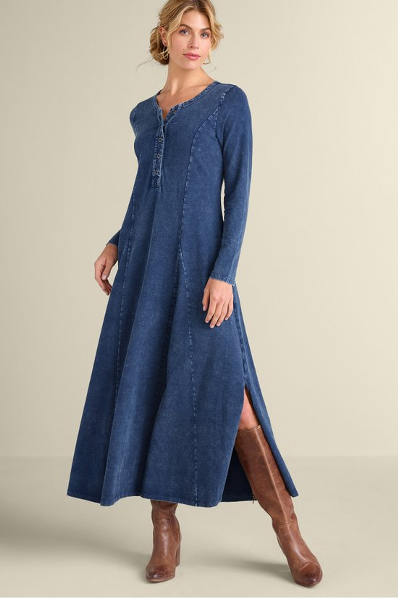 Janet Knit Denim Maxi Dress - Soft Surroundings Outlet