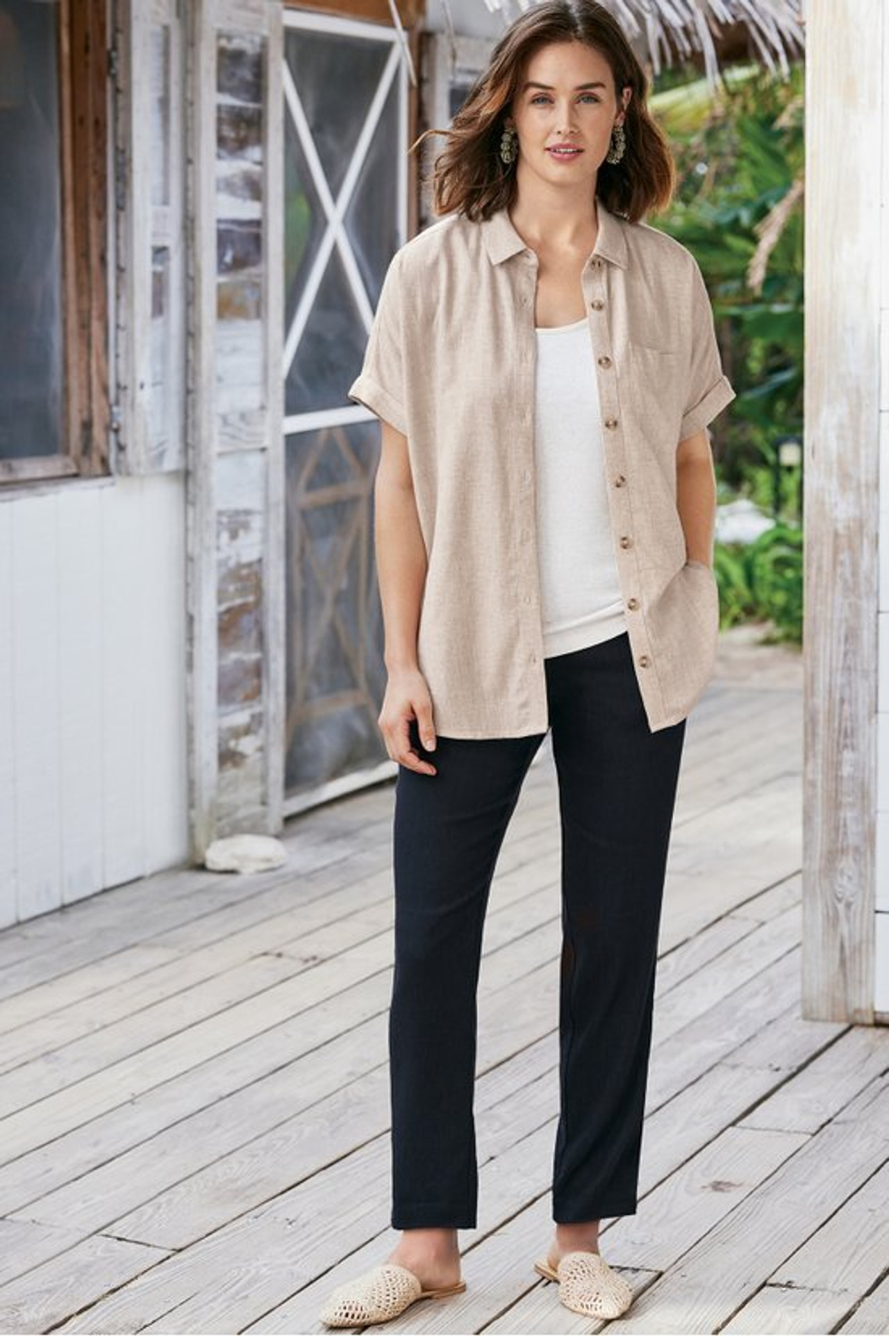 Isla Stretch Linen Slim Leg Pants - Soft Surroundings Outlet