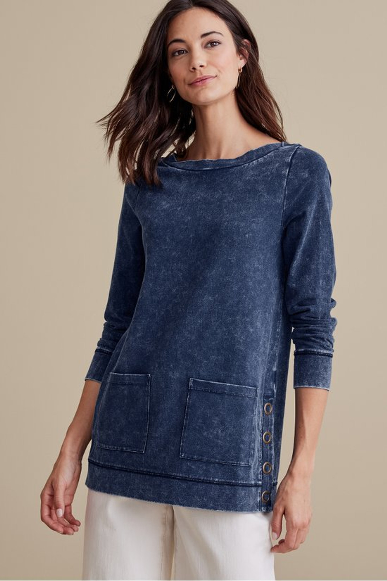 Washed Make It Snappy Pullover - Soft Surroundings Outlet