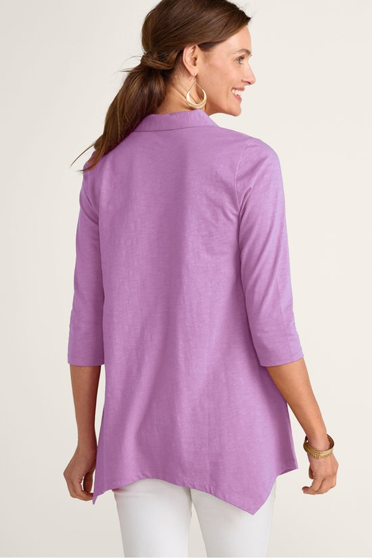 Danielle Button 3/4 Sleeve Tunic - Soft Surroundings Outlet