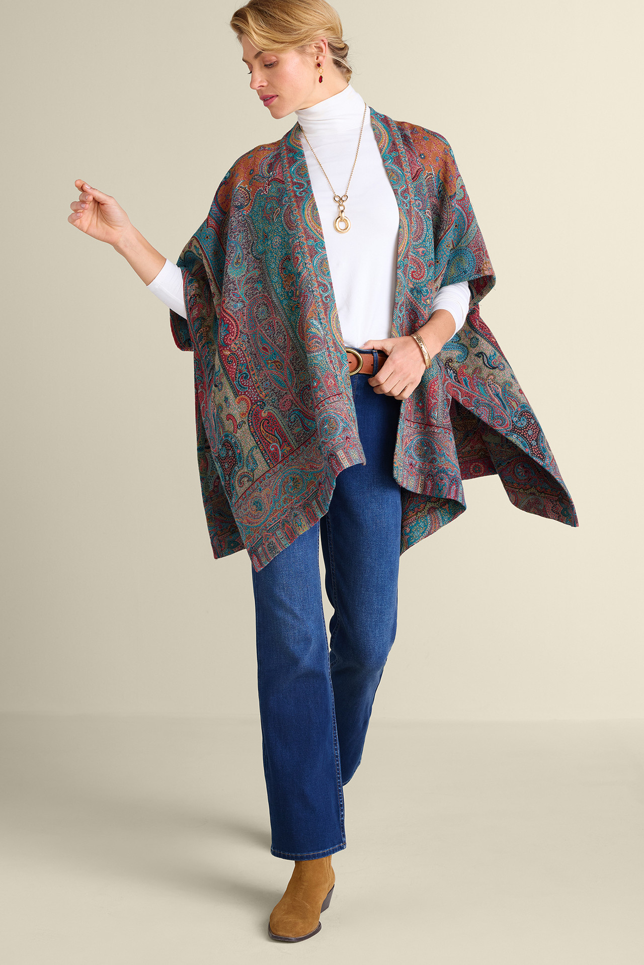 Rhea Woven Kimono Wrap - Soft Surroundings Outlet