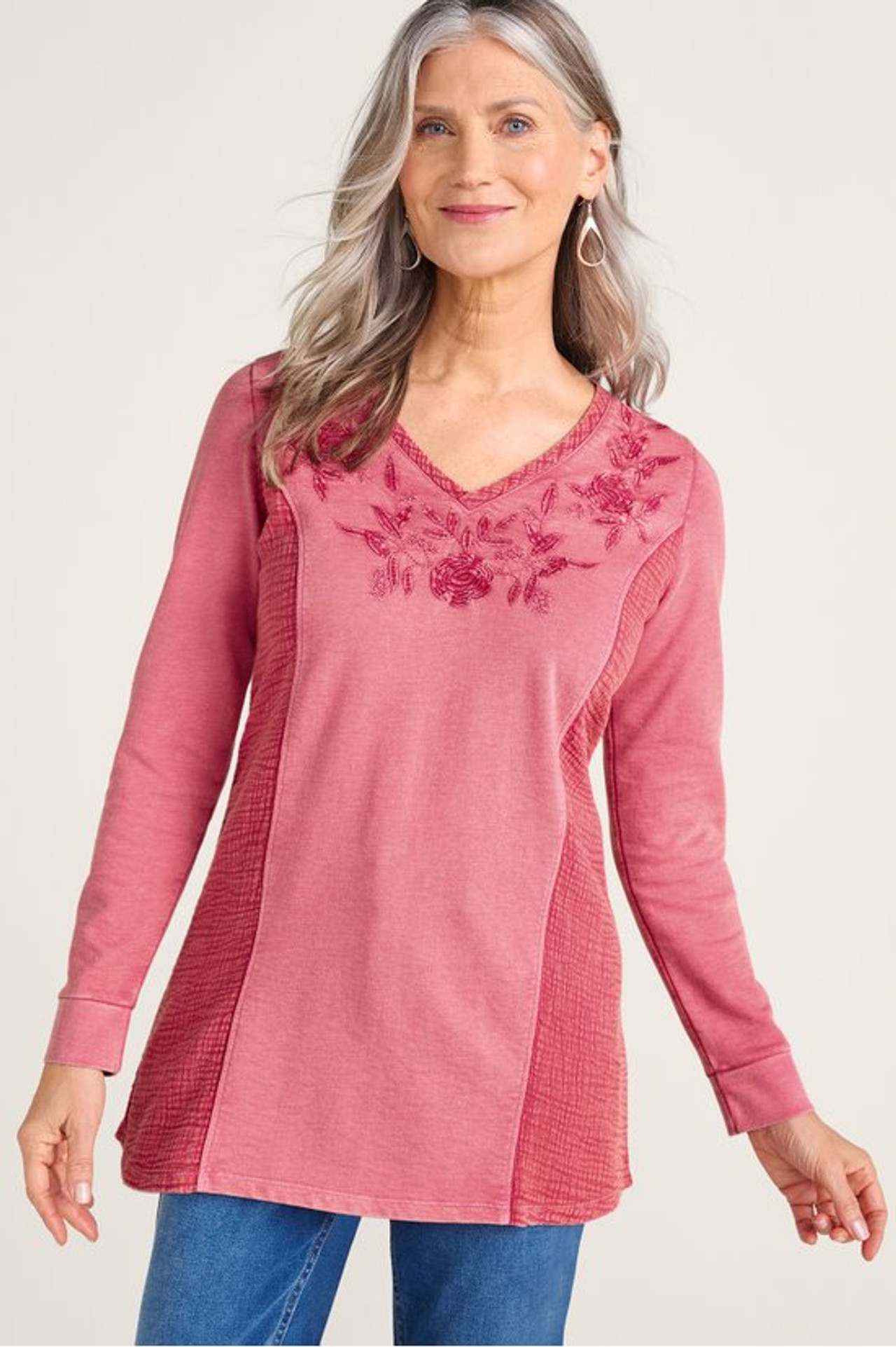 Salome French Terry & Gauze Tunic - Soft Surroundings Outlet