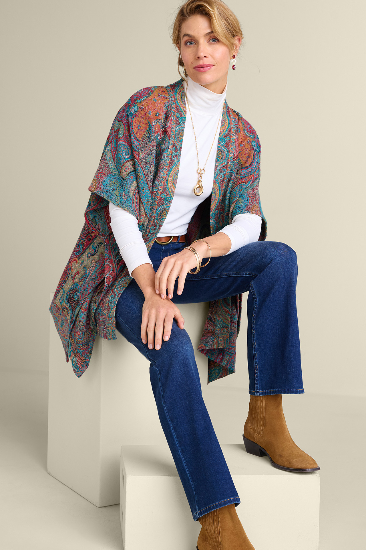 Rhea Woven Kimono Wrap - Soft Surroundings Outlet