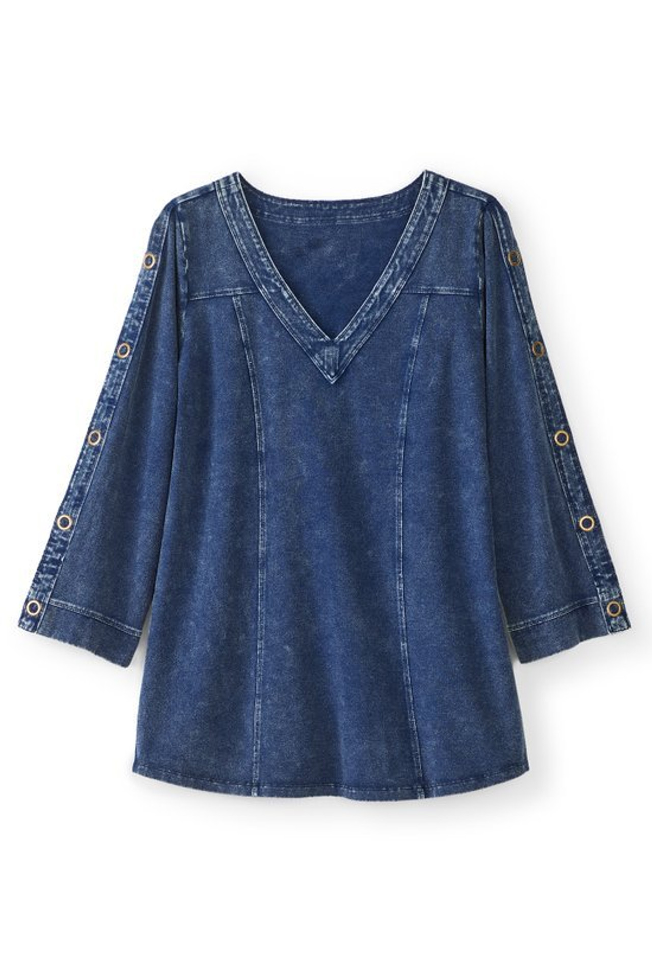 Wilma Washed Knit Denim Tunic - Soft Surroundings Outlet