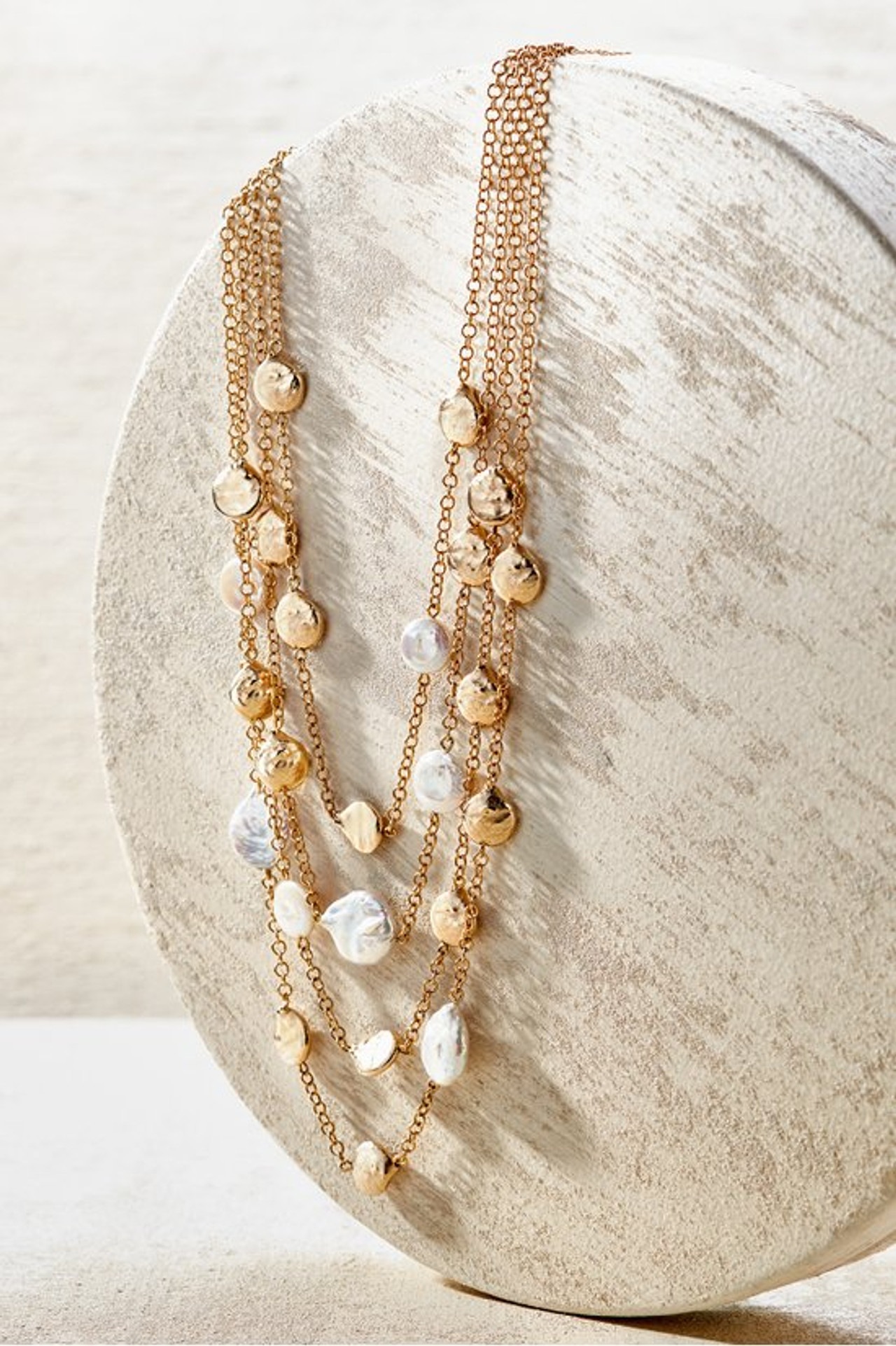 Marietta Pearl & Coin Layered Necklace - Soft Surroundings Outlet