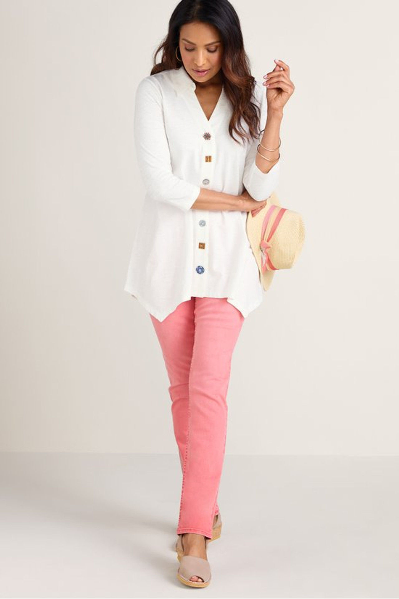 Danielle Button 3/4 Sleeve Tunic - Soft Surroundings Outlet