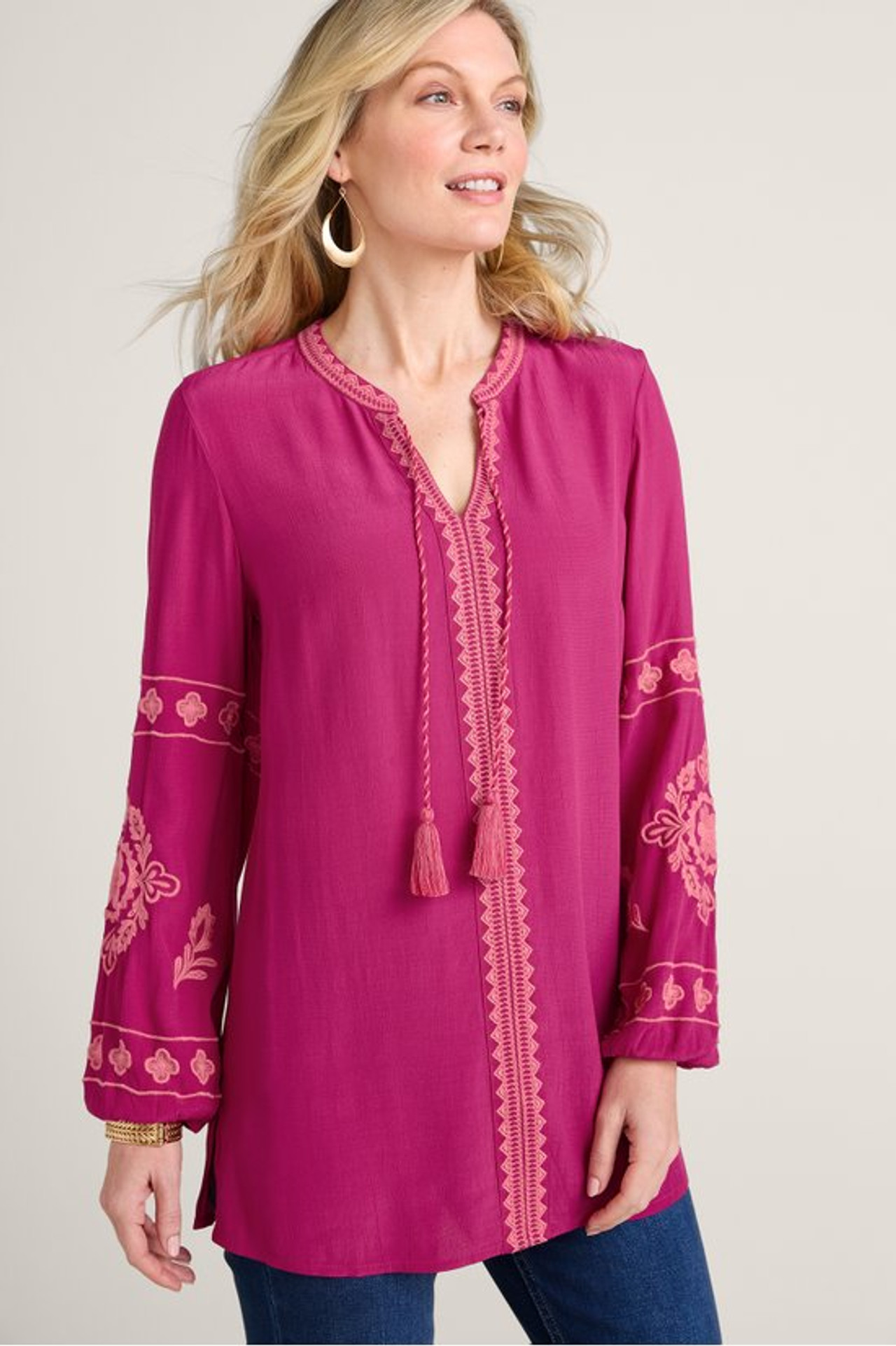 Annaka Embroidered Tunic - Soft Surroundings Outlet