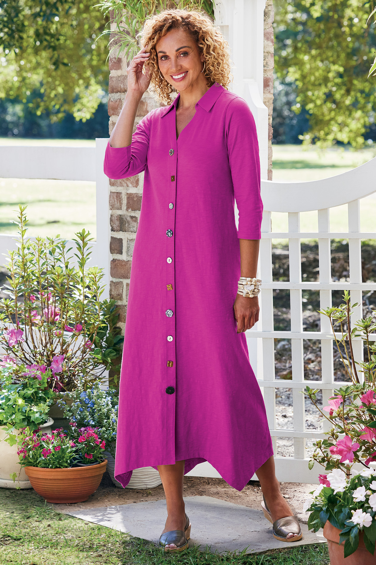 Danielle ¾ Sleeve Maxi Dress - Soft Surroundings Outlet