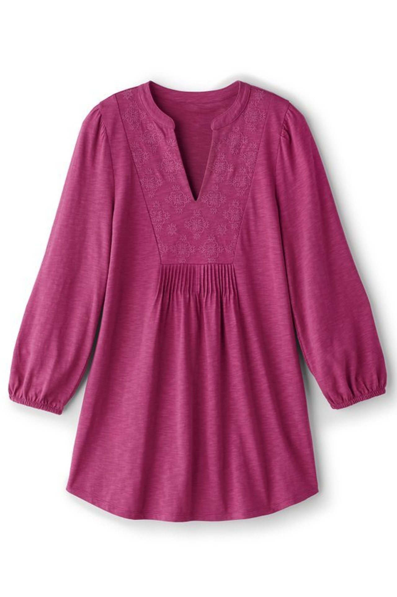 Mikaela Embroidered 3/4 Sleeve Tunic - Soft Surroundings Outlet