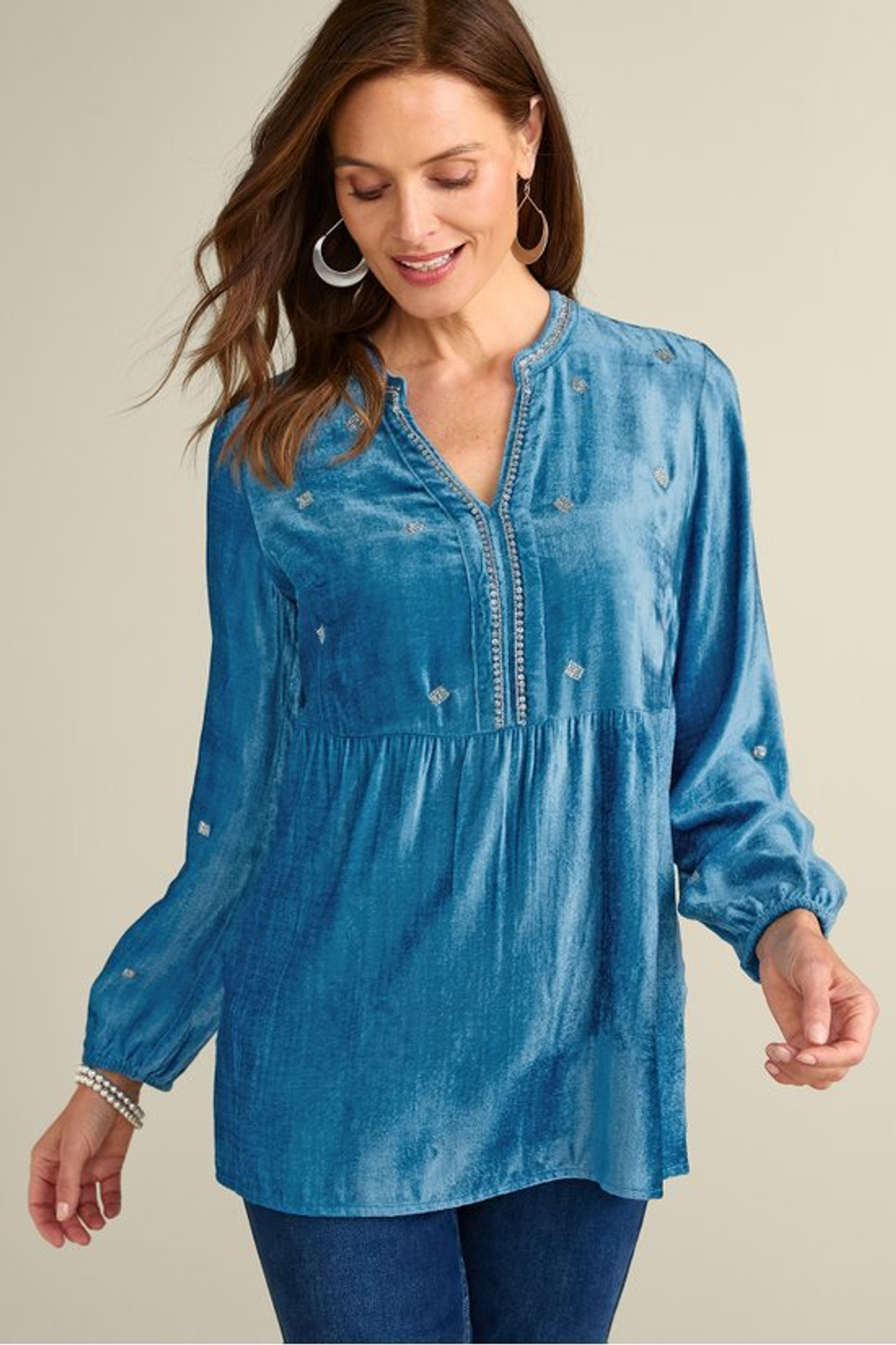 Verna Embellished Velvet Tunic - Soft Surroundings Outlet