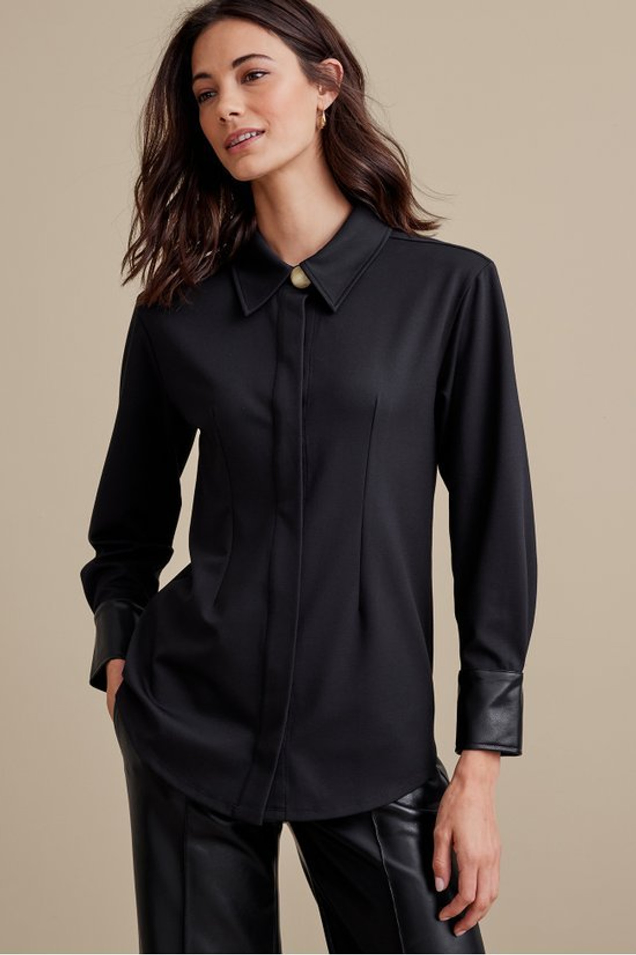 Mattea Faux Leather Cuff Tunic - Soft Surroundings Outlet