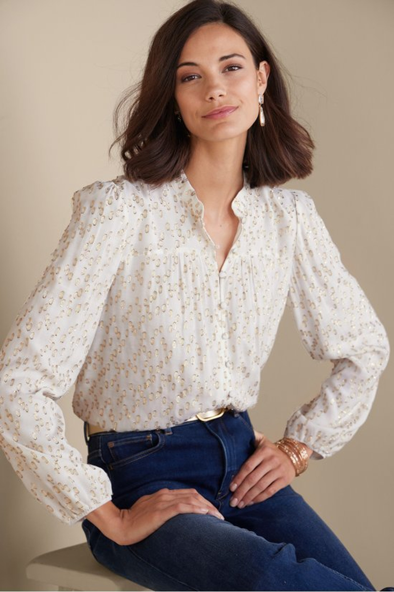 Mila Metallic Blouse - Soft Surroundings Outlet