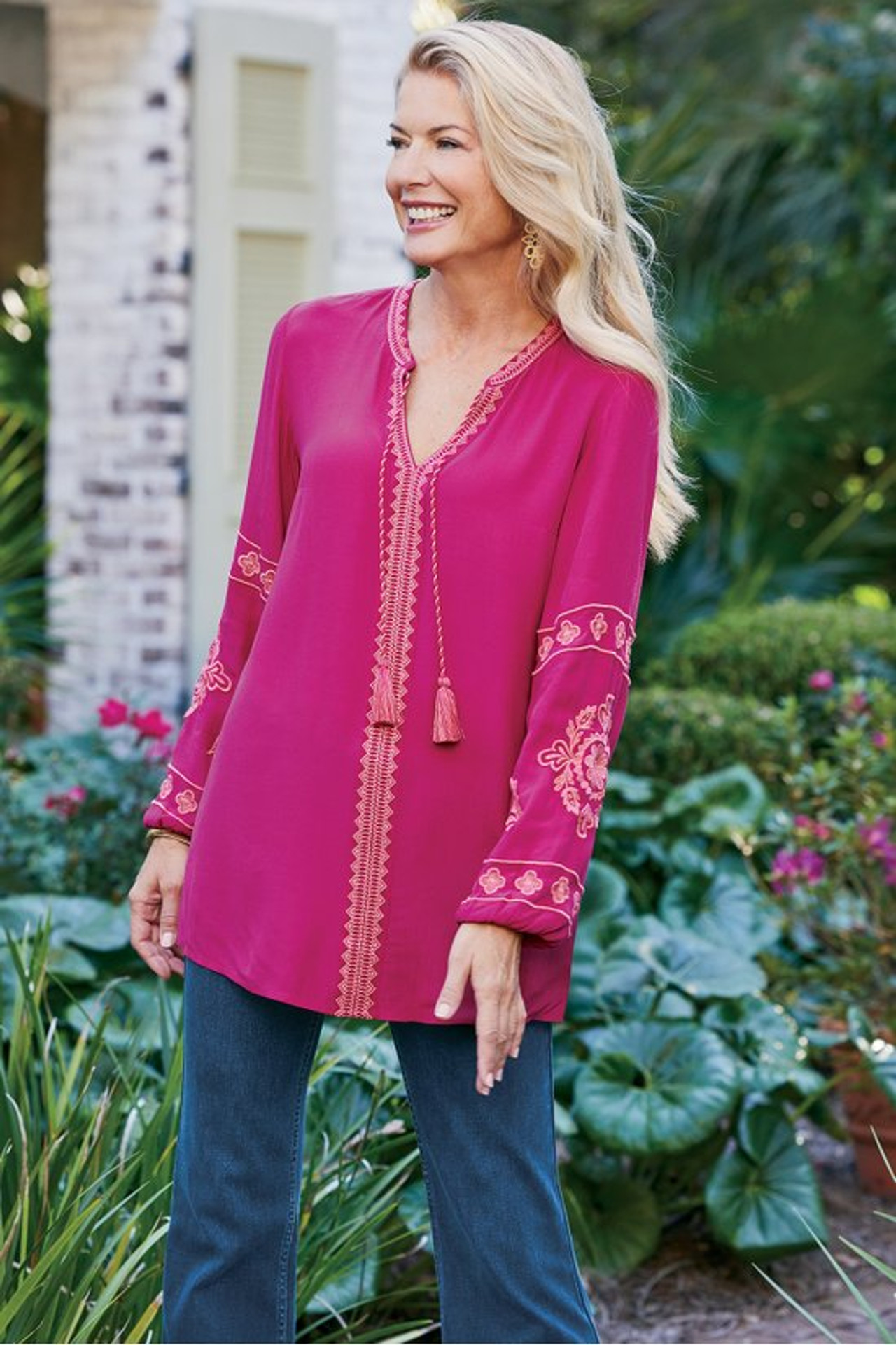 Annaka Embroidered Tunic - Soft Surroundings Outlet